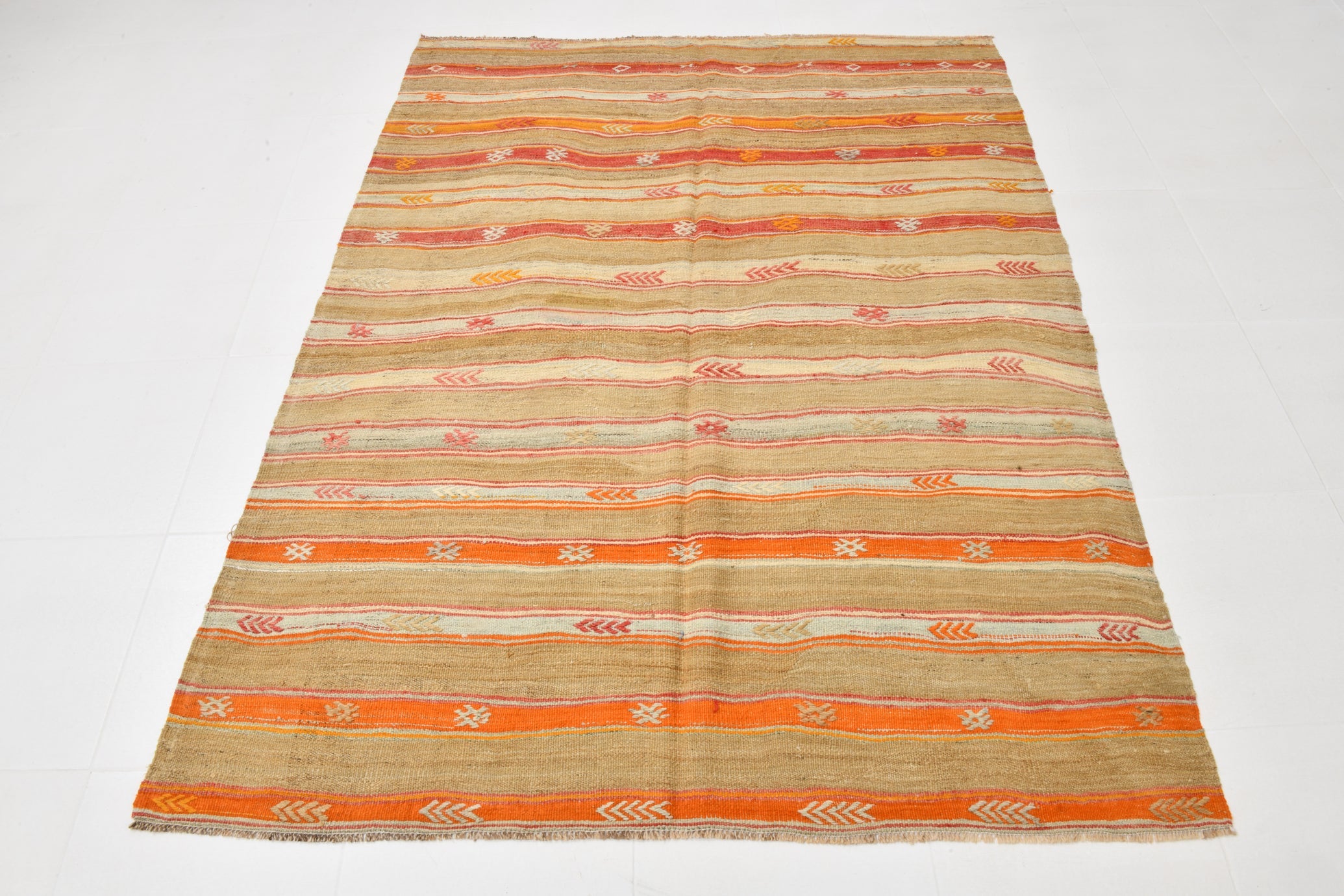 Vintage Tukish Kilim Anatolian Red Brown 5'1" x 6'7" ft
