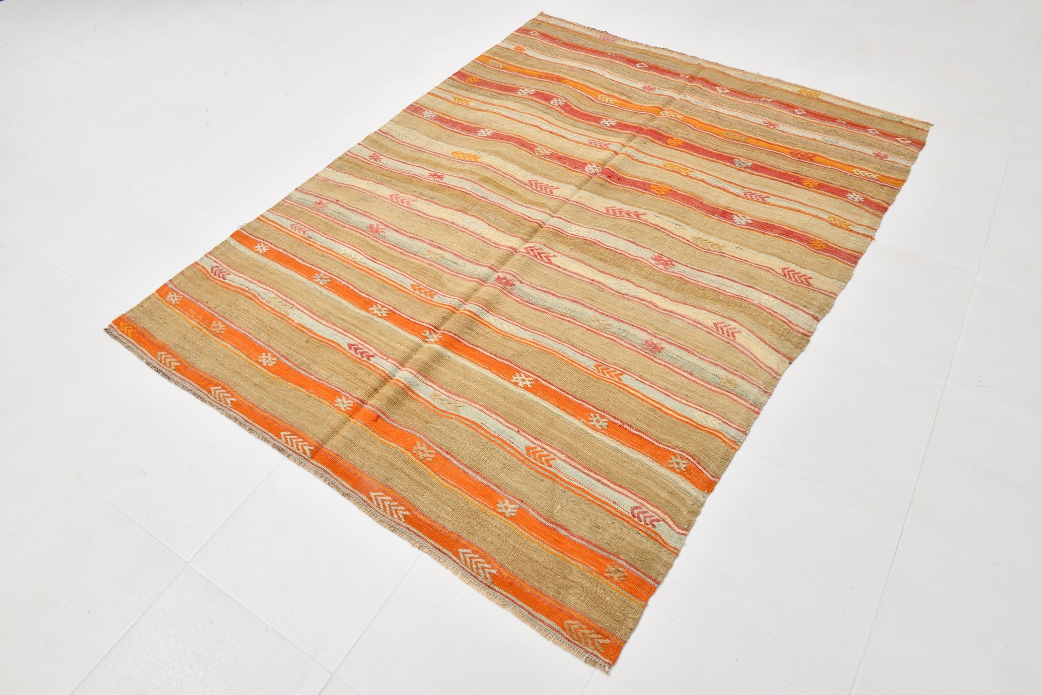 Vintage Tukish Kilim Anatolian Red Brown 5'1" x 6'7" ft