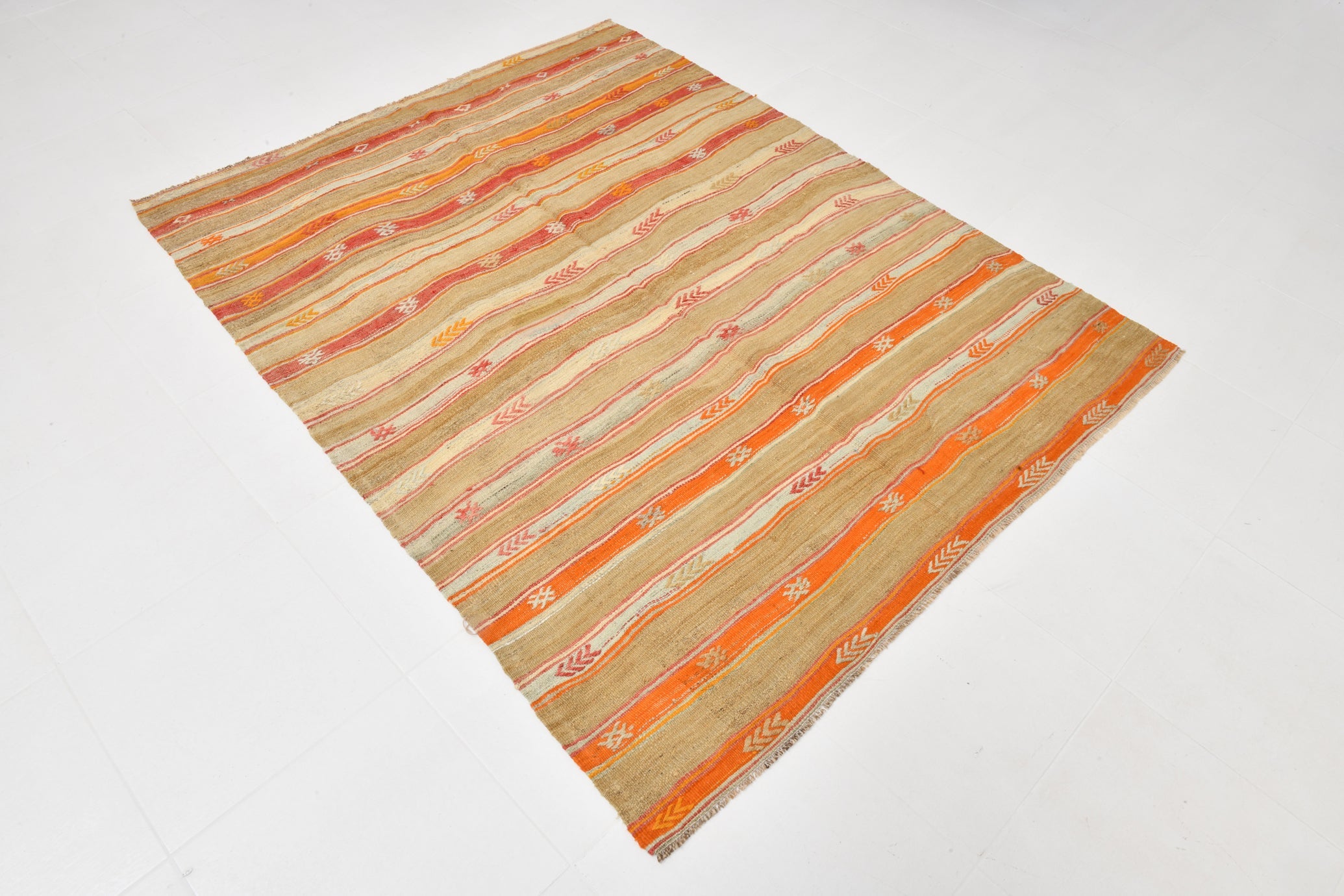 Vintage Tukish Kilim Anatolian Red Brown 5'1" x 6'7" ft