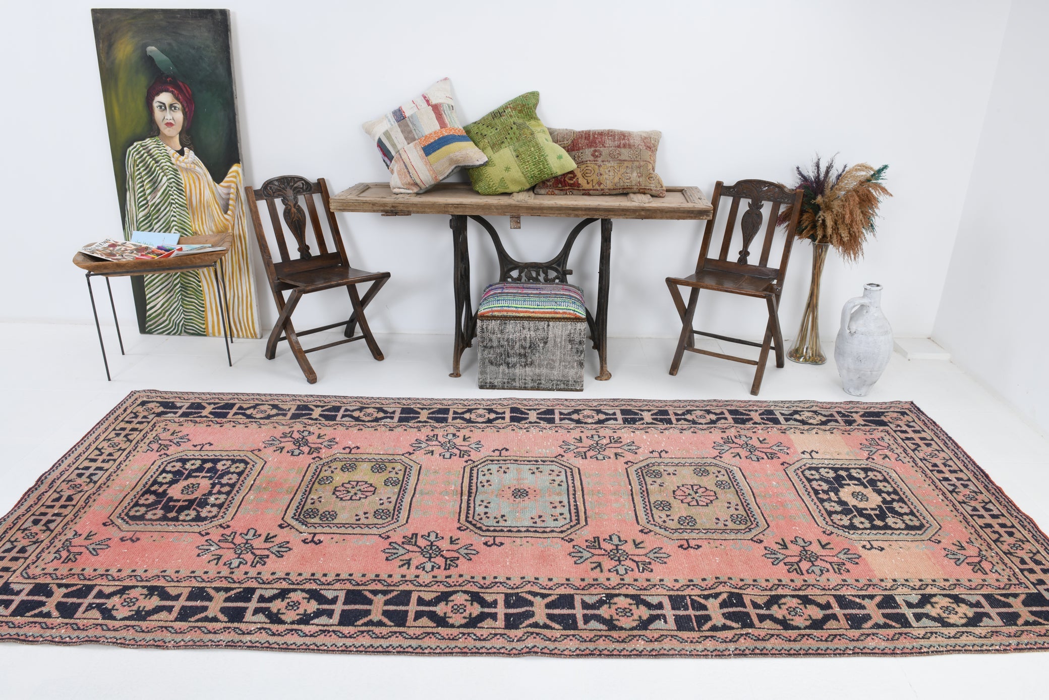 Turkish Vintage Rug  4'7" x 11'1" ft
