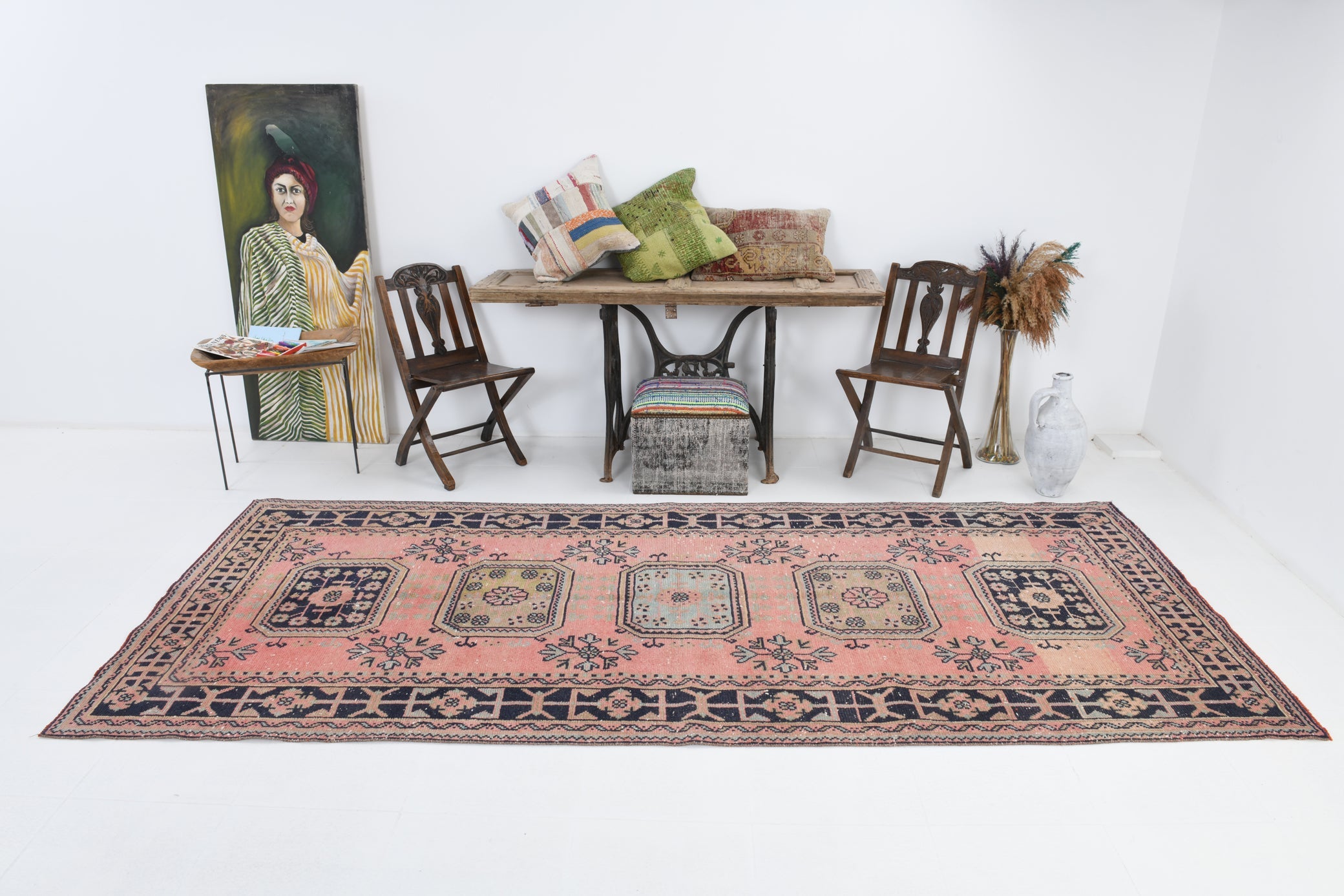 Turkish Vintage Rug  4'7" x 11'1" ft