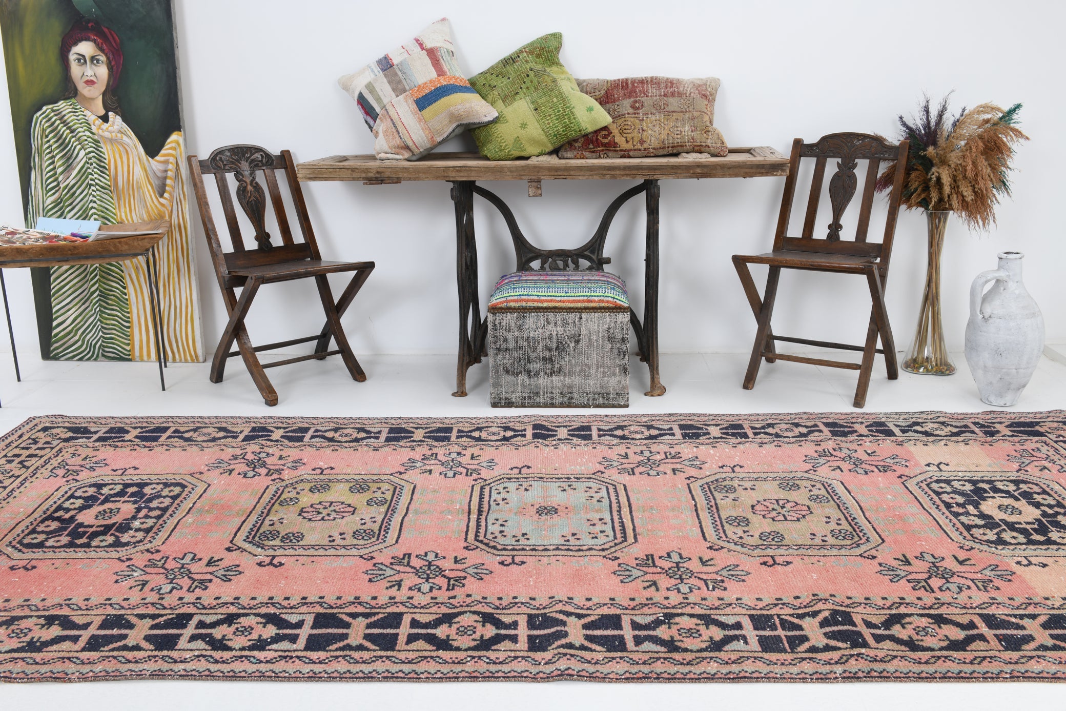 Turkish Vintage Rug  4'7" x 11'1" ft