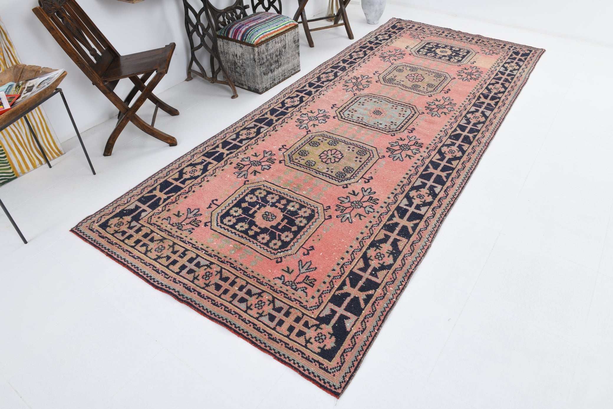 Turkish Vintage Rug  4'7" x 11'1" ft