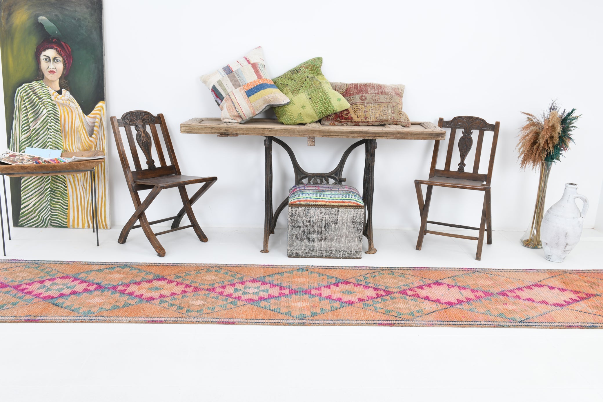Vintage Herki Runner Rug 2'5" x 12'1" ft