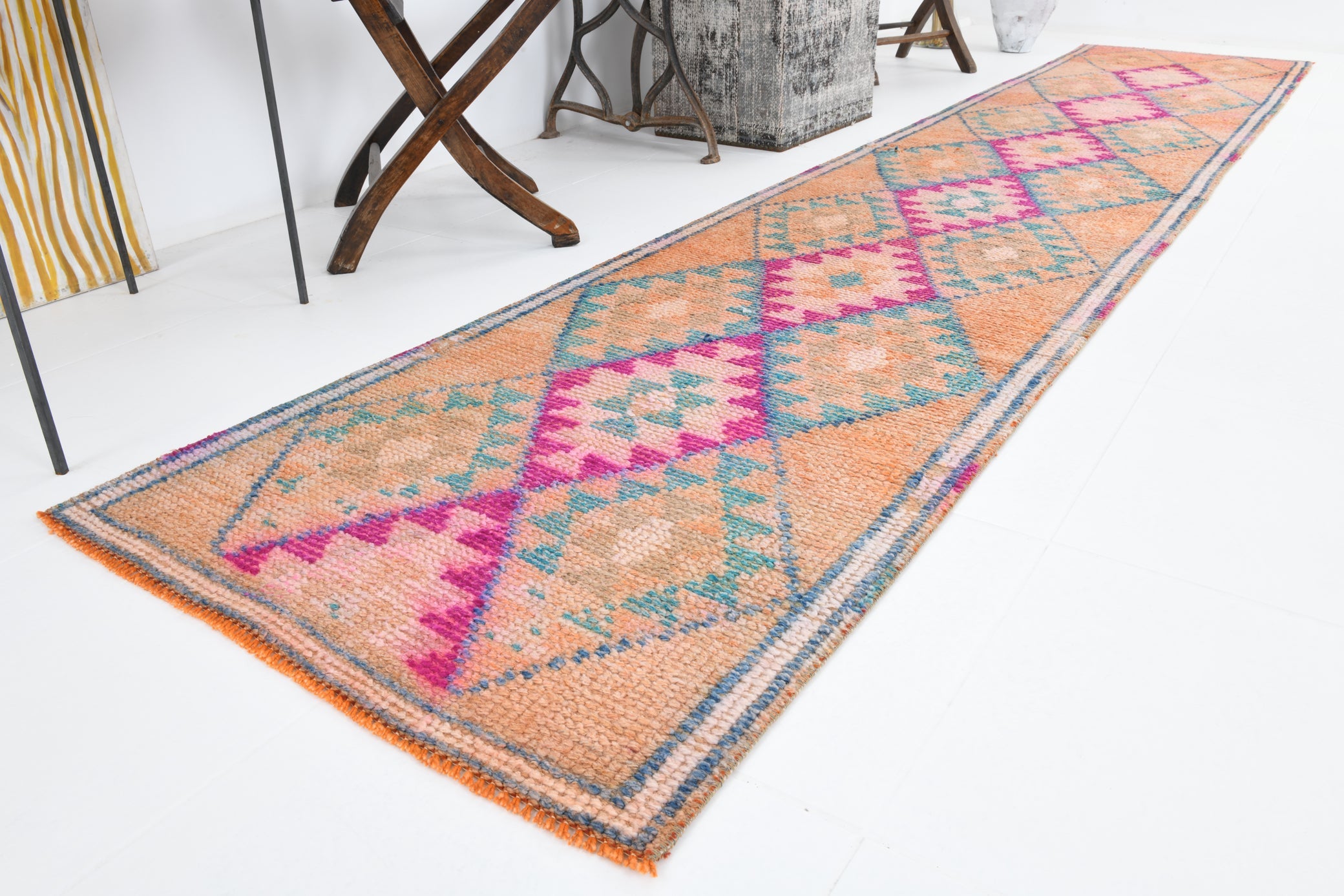 Vintage Herki Runner Rug 2'5" x 12'1" ft