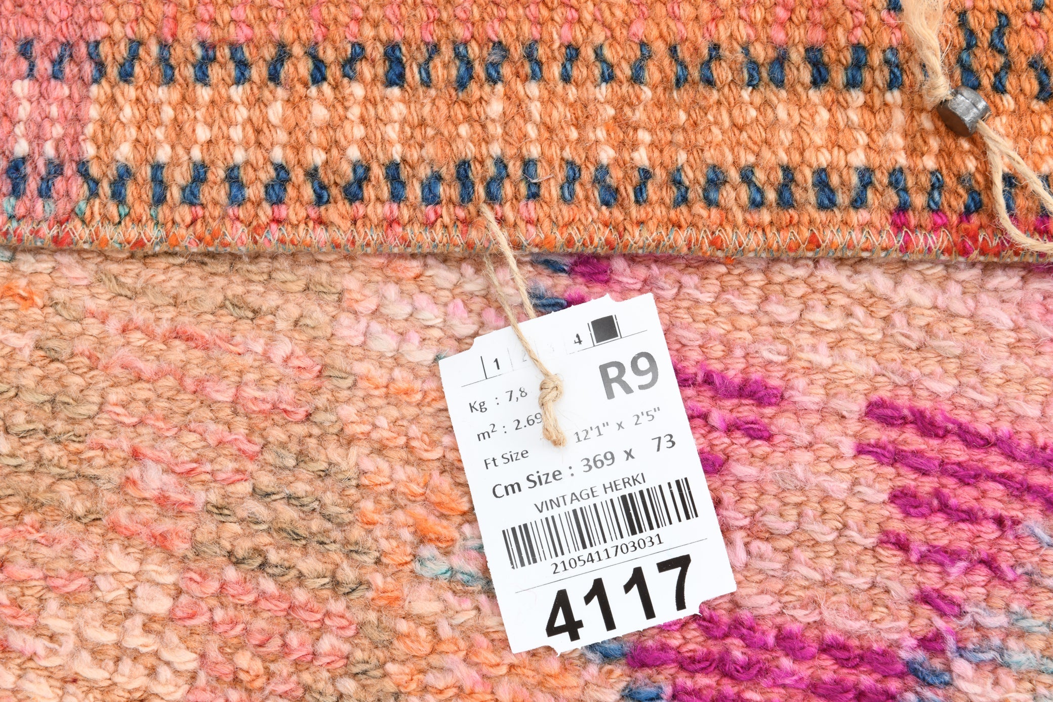 Vintage Herki Runner Rug 2'5" x 12'1" ft