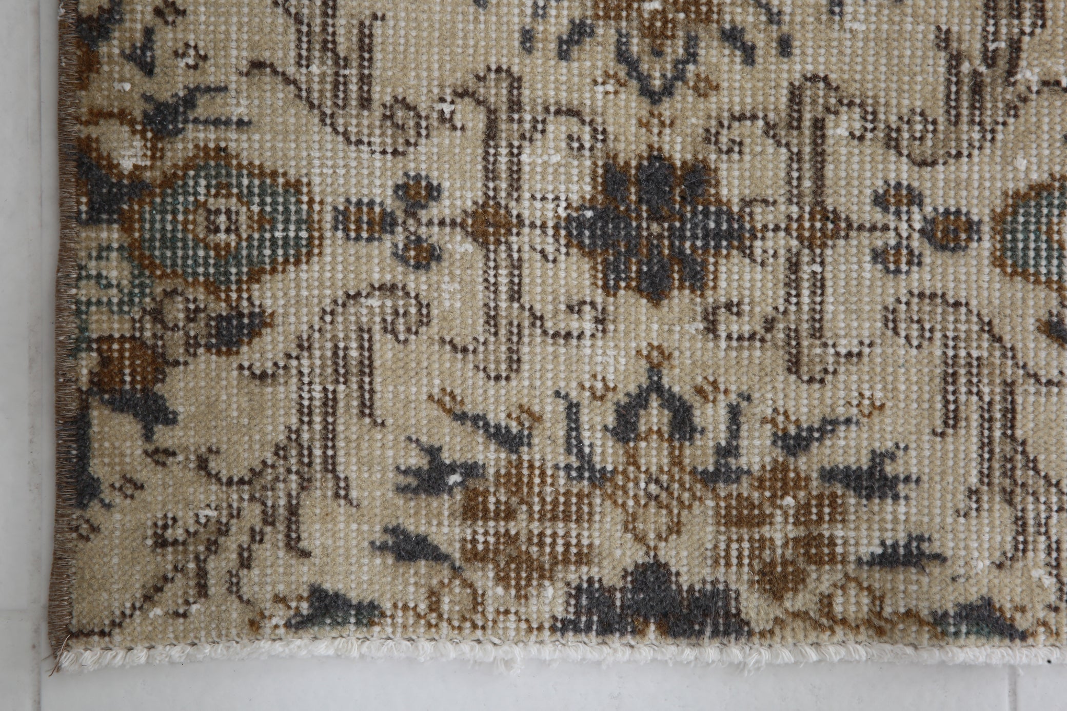 Hand-Made Turkish Vintage Rug 3'4" x 6'9" ft Mini Rug