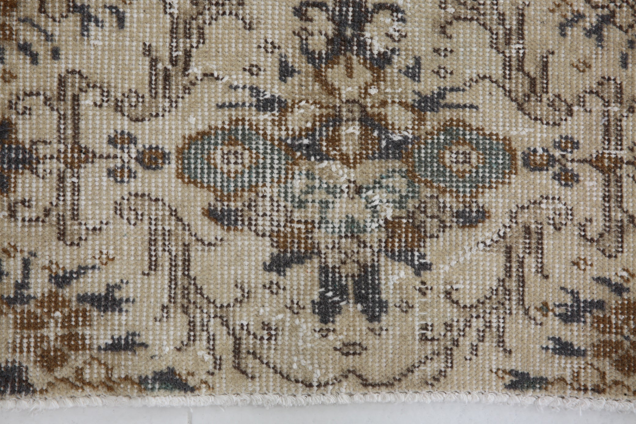 Hand-Made Turkish Vintage Rug 3'4" x 6'9" ft Mini Rug
