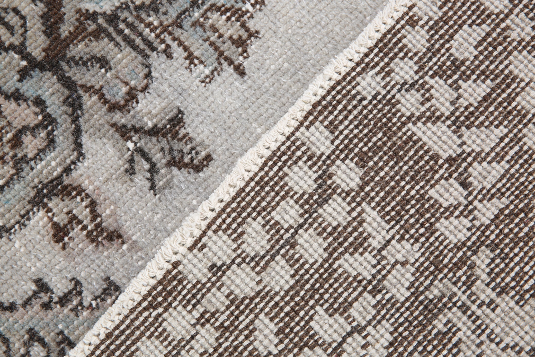 Distressed Vintage Turkish Area Rug with Floral Design 3'10" x 6'10" ft,Black