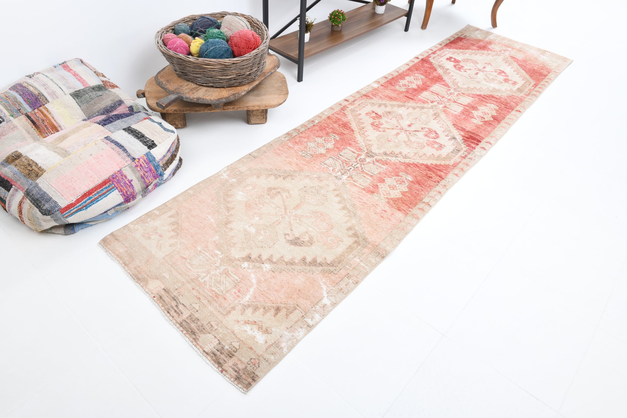 2' x 10' Red Turkish Vintage Runner Rug - 7265