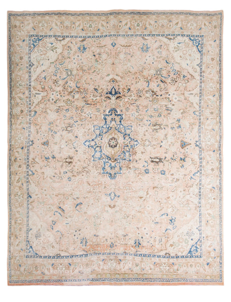 Semi Antique Persian Style Rug 10'4" x 12'6" ft Cream Beige