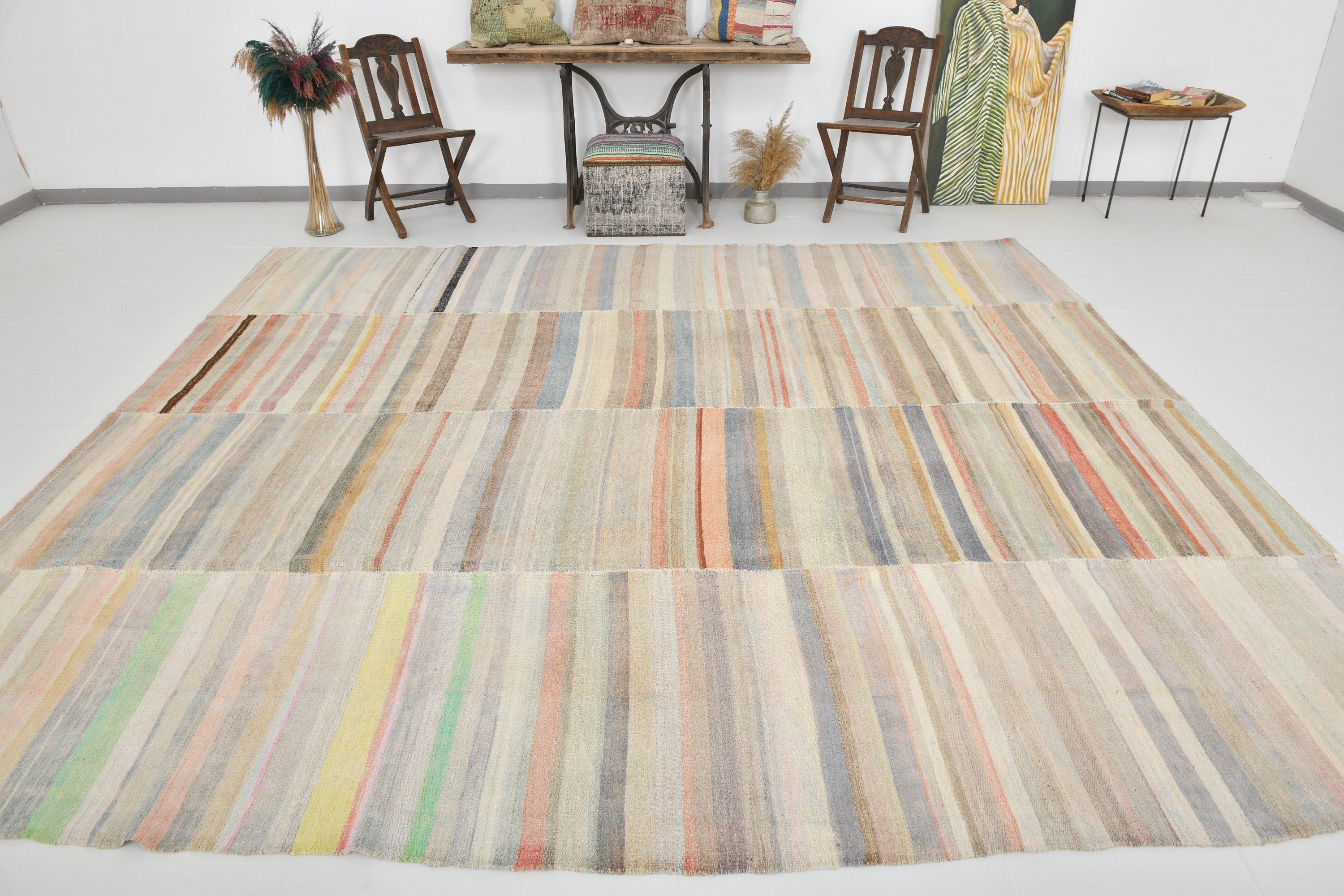 Modern Hemp Kilim 10’1’’ x 11’3’’ ft
