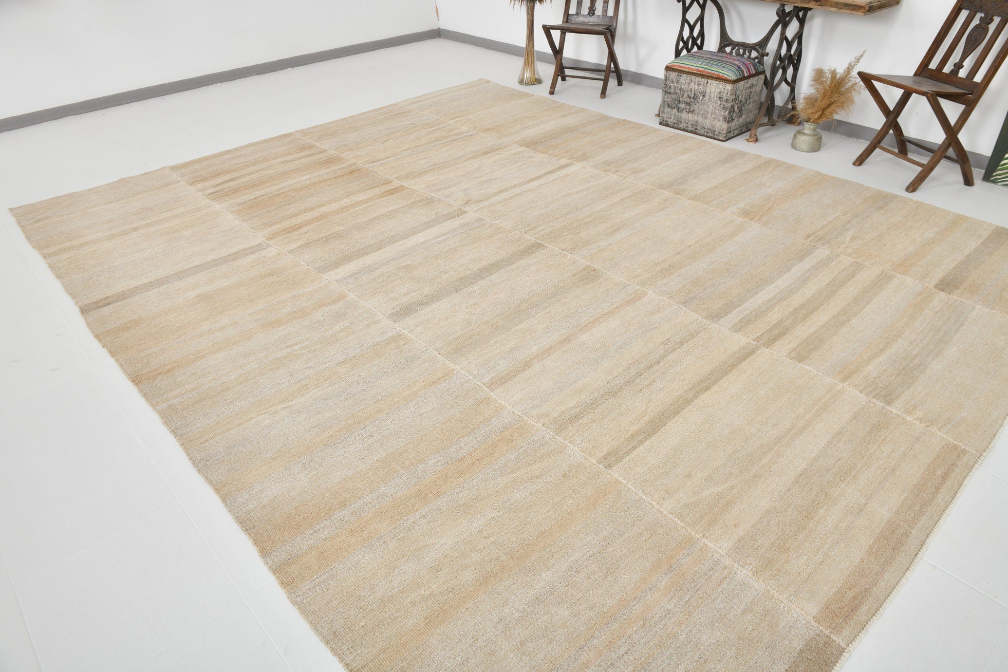 Modern Hemp Kilim 10'5" x 12'10" ft