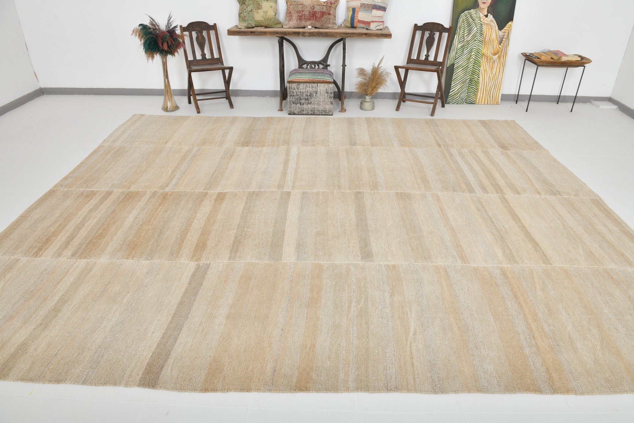 Modern Hemp Kilim 10'5" x 12'10" ft