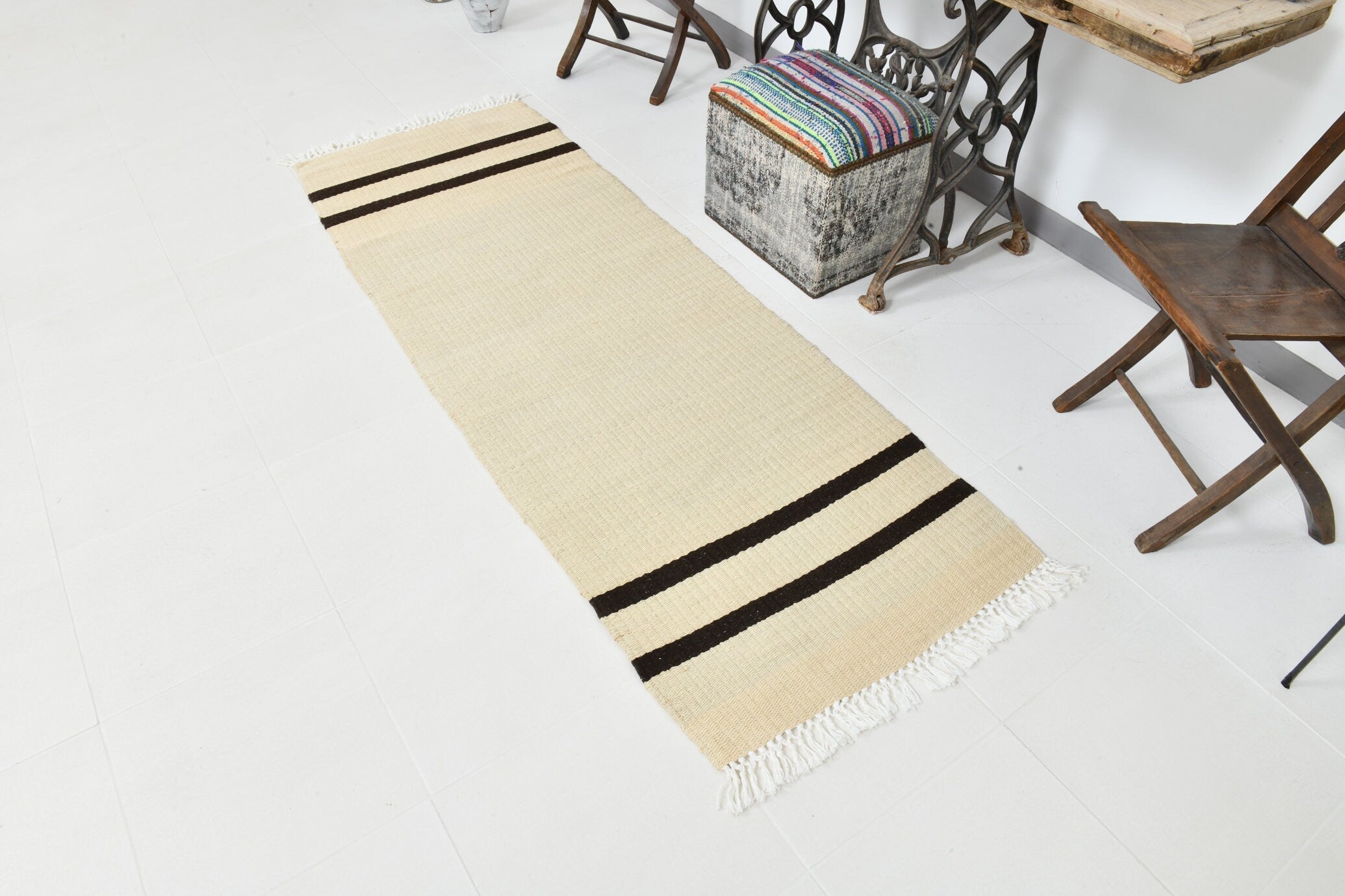 Modern Hemp Kilim 2'7" x 7'2" ft