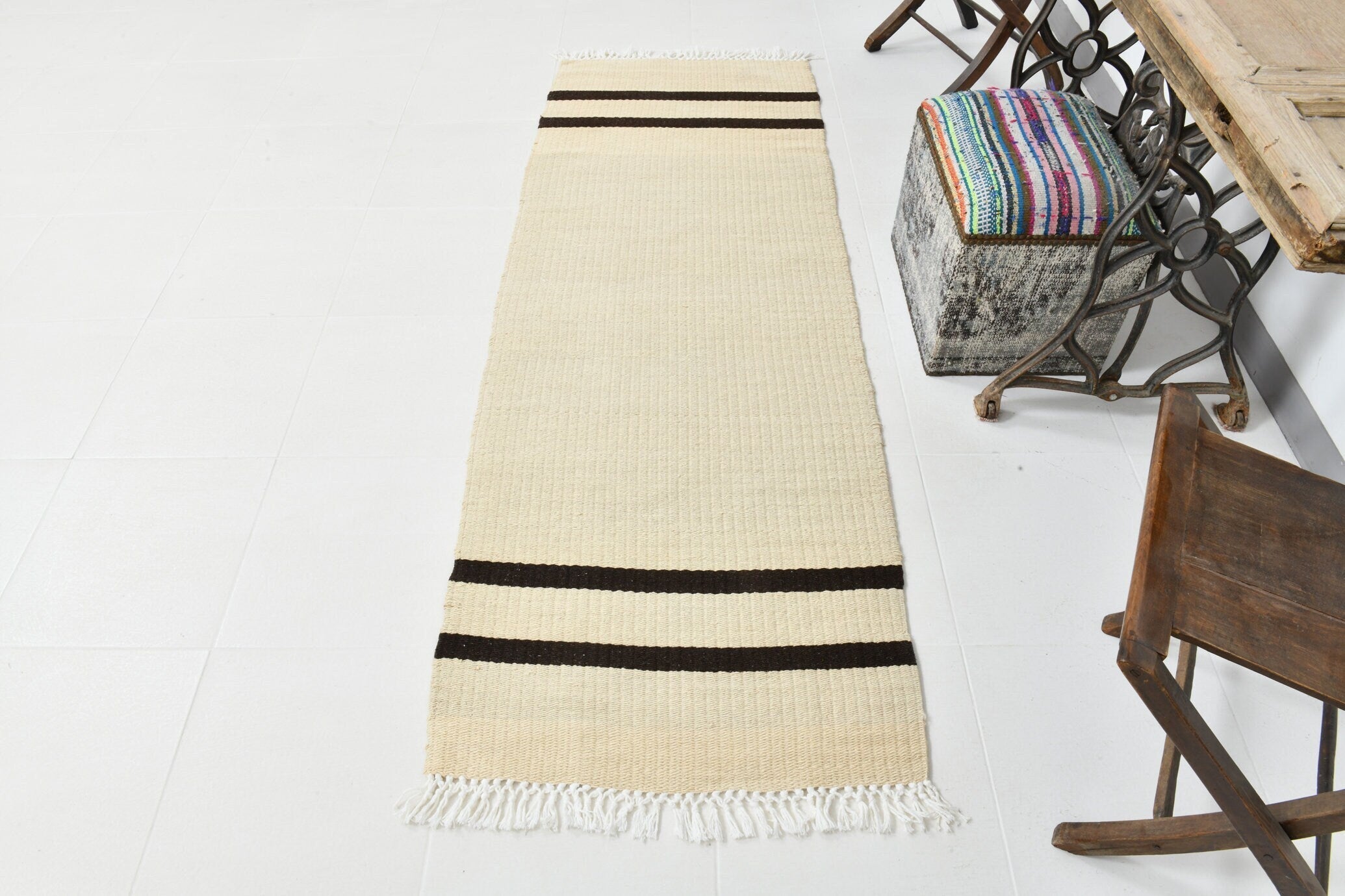 Modern Hemp Kilim 2'7" x 7'2" ft