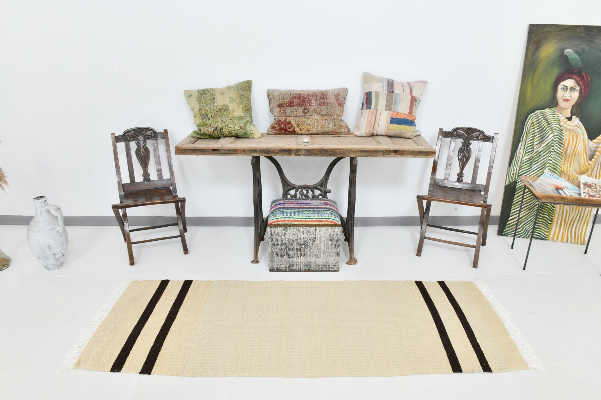 Modern Hemp Kilim 2'7" x 7'2" ft