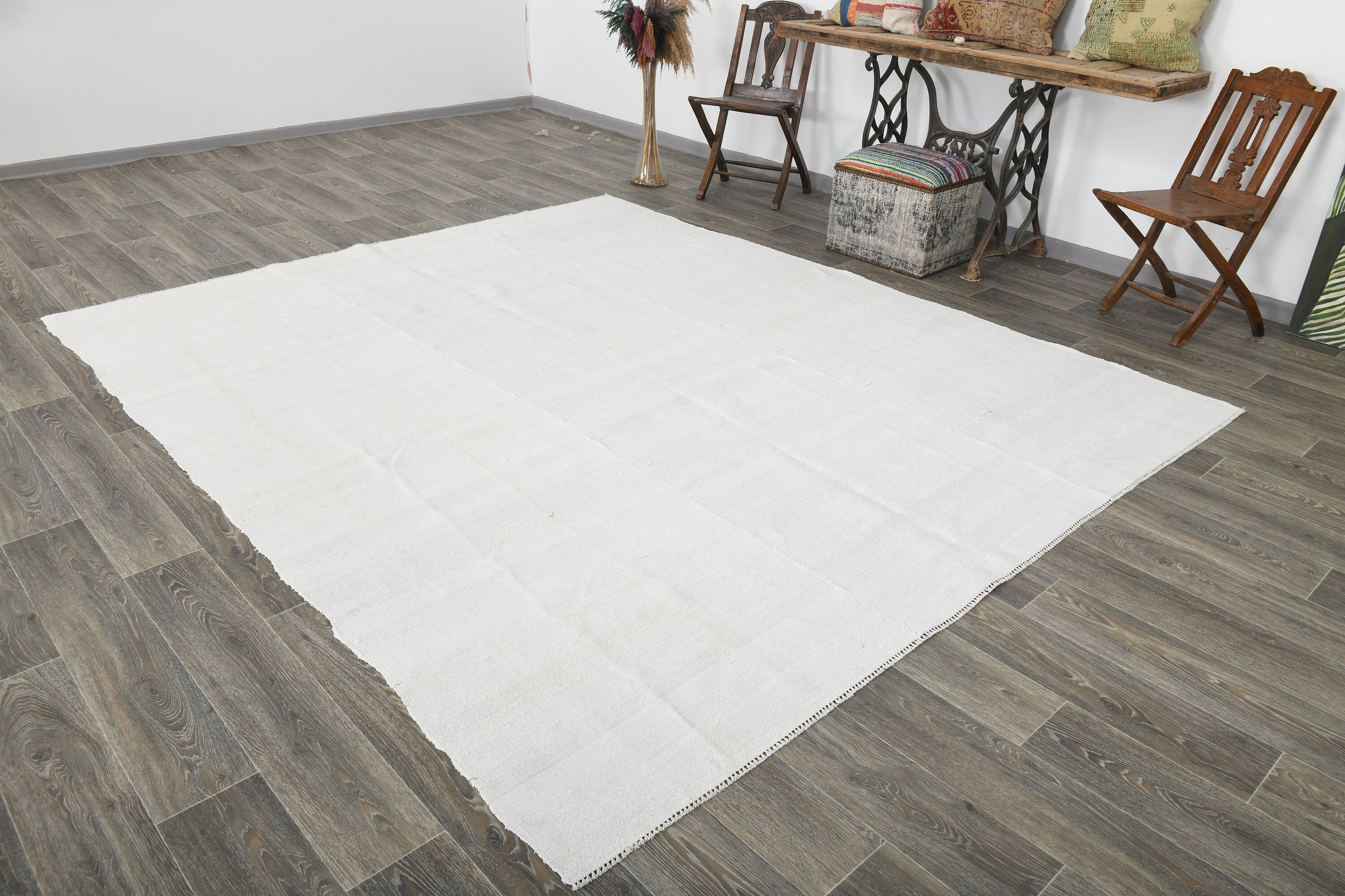Modern Hemp Kilim 7'10" x 9'1" ft