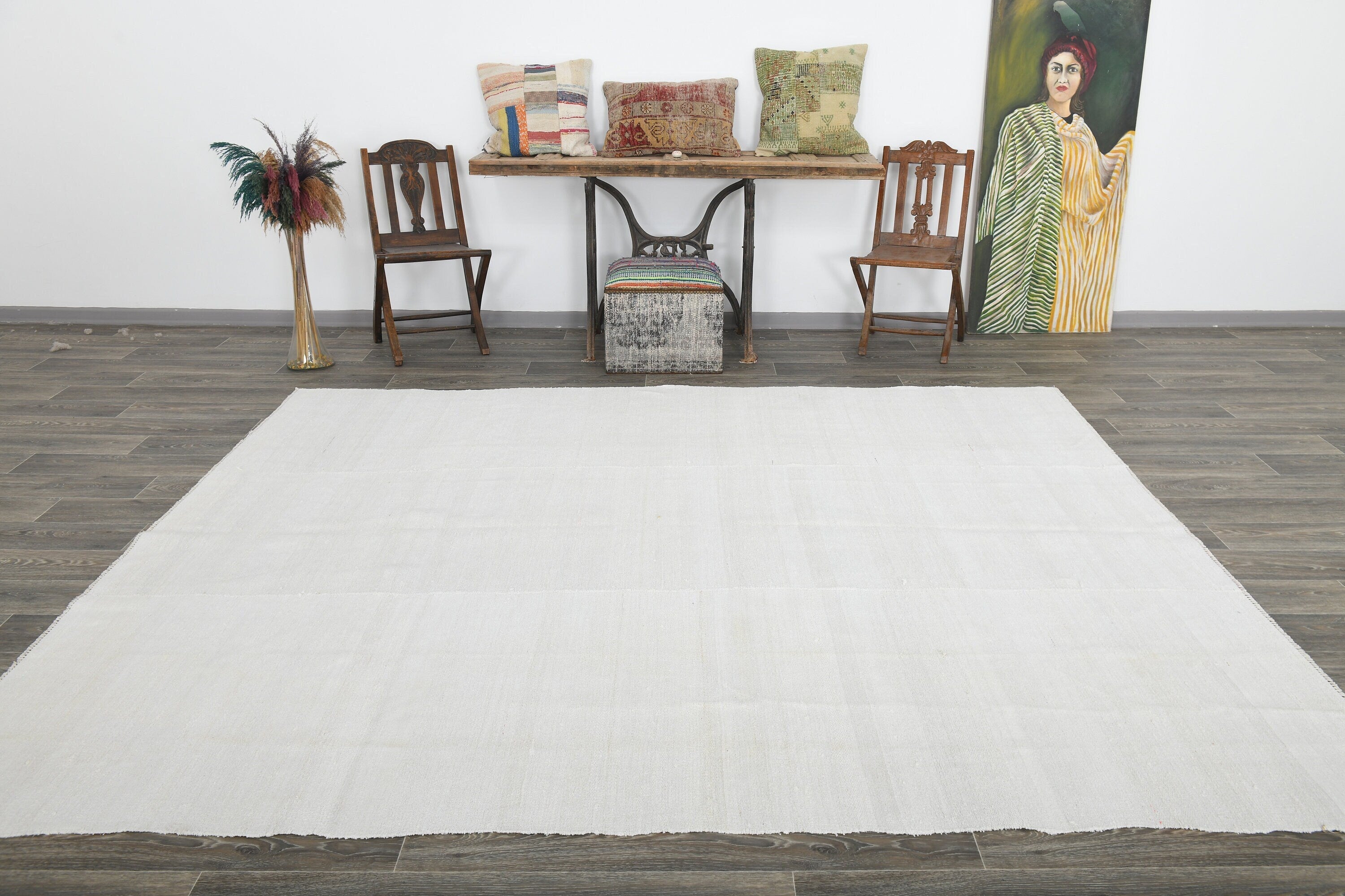 Modern Hemp Kilim 7'10" x 9'1" ft