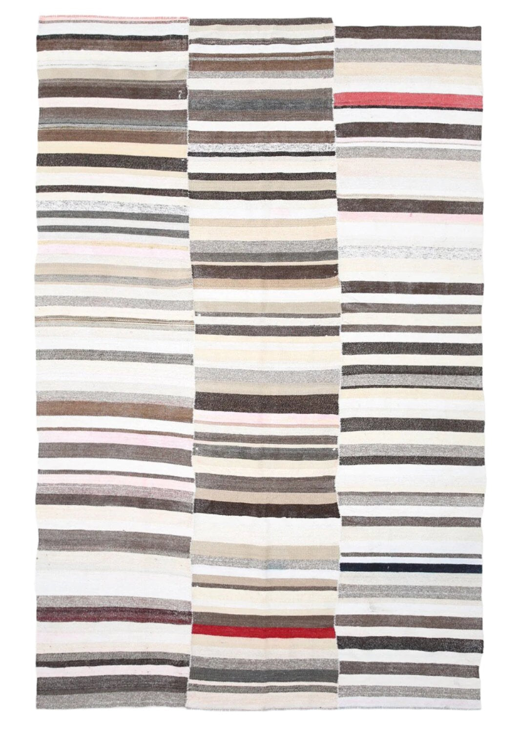 Handwoven Hemp Kilim Rug – 7'5"×11'7" Modern Stripe Accent