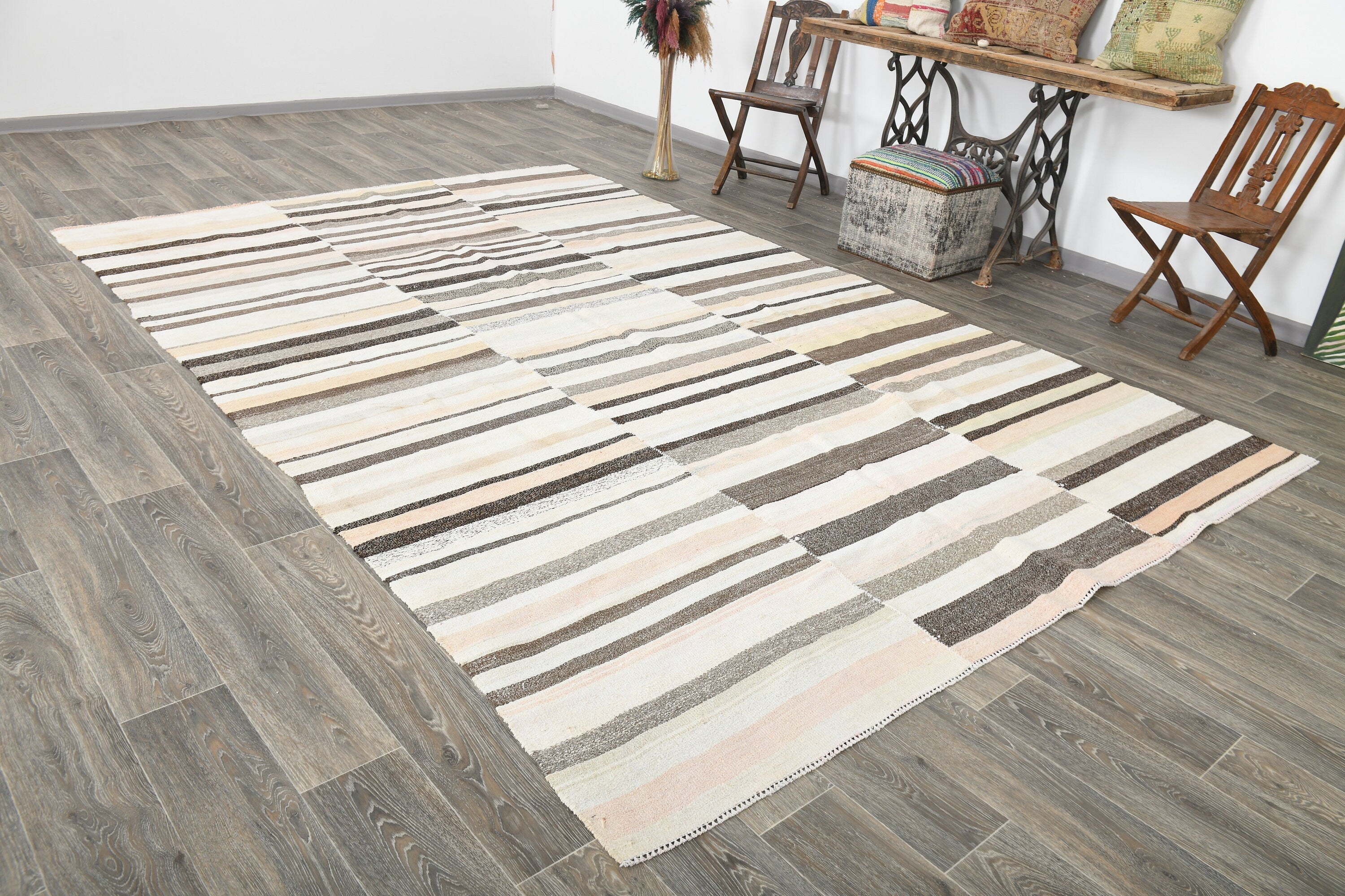 Modern Hemp Kilim 7'6" x 11'7" ft