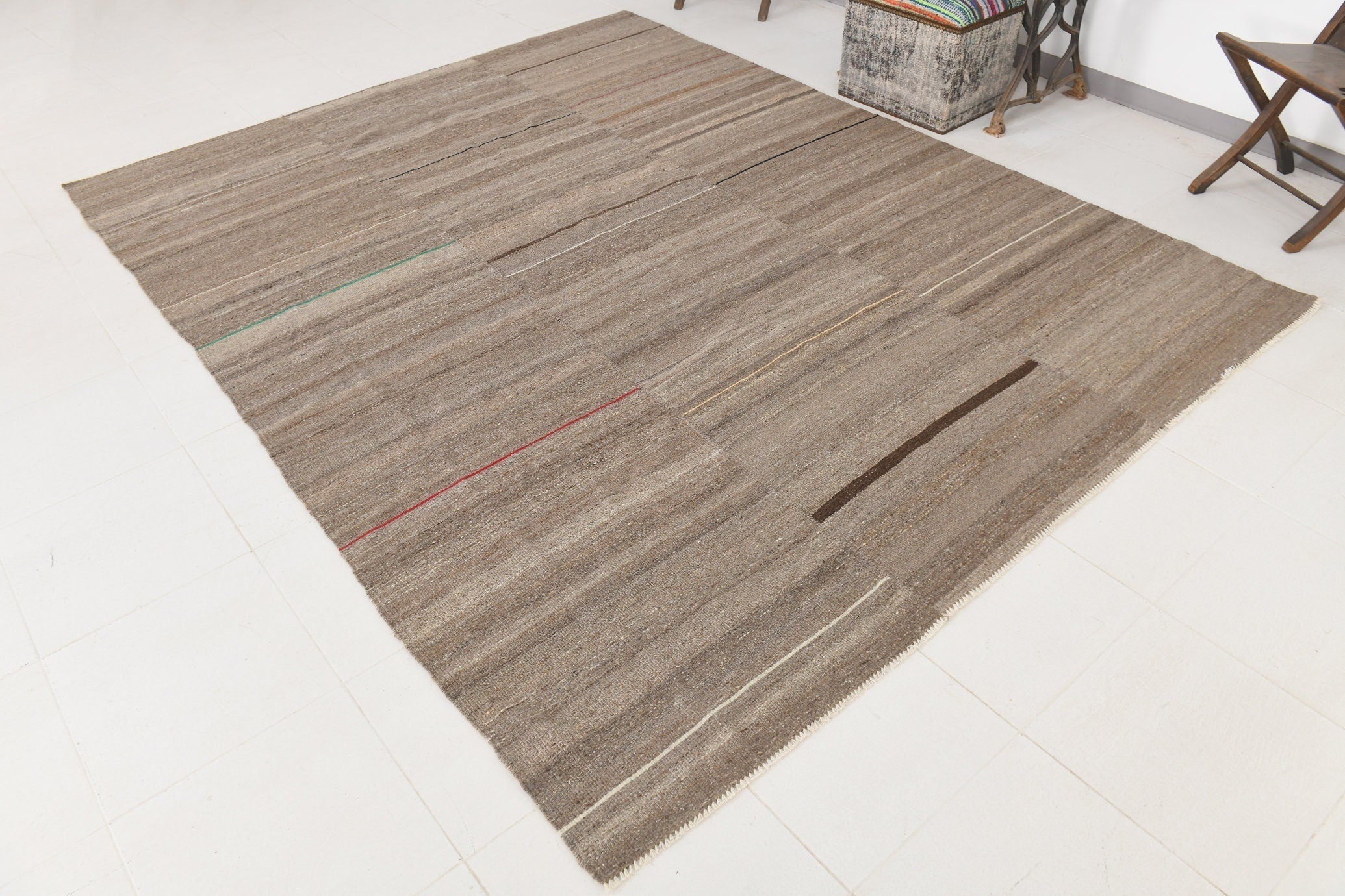 Modern Kilim Manzandaran 7'5" x 9'7" ft