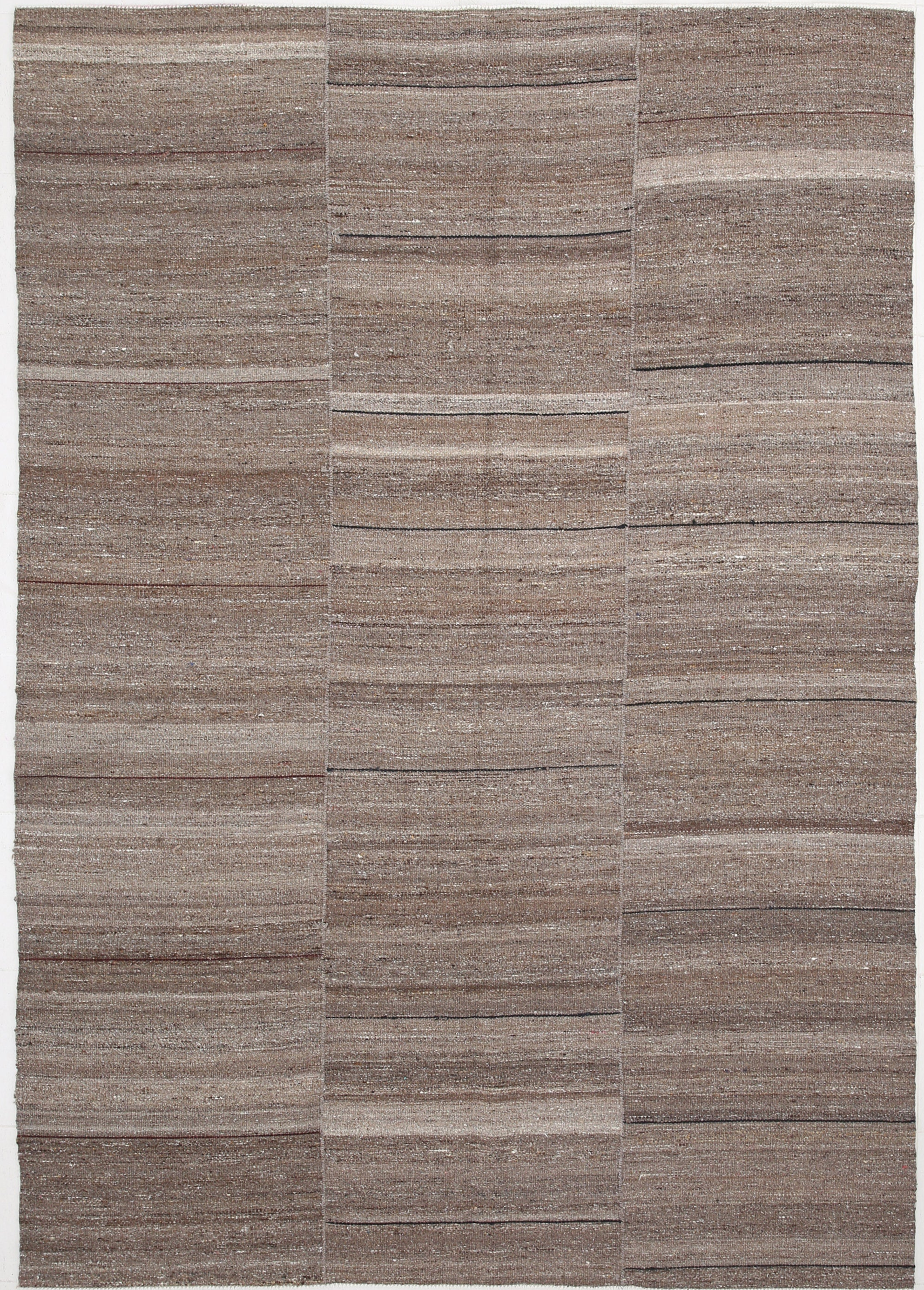 Earthy & Natural Hand-Woven Kilm Rug 7'6" x 10'7" ft , Brown