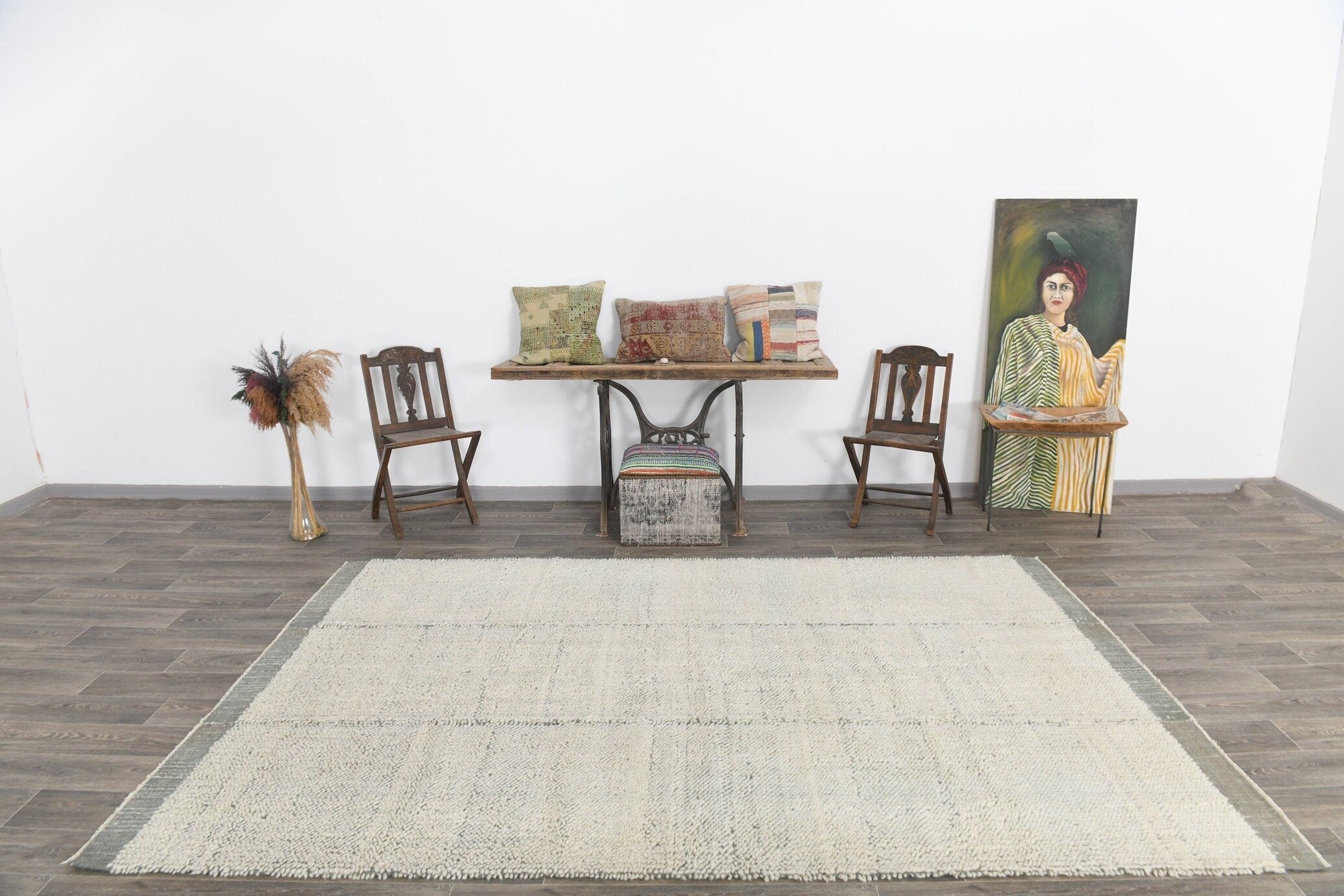 Modern Kilim Pompom 6'6" x 10'1" ft