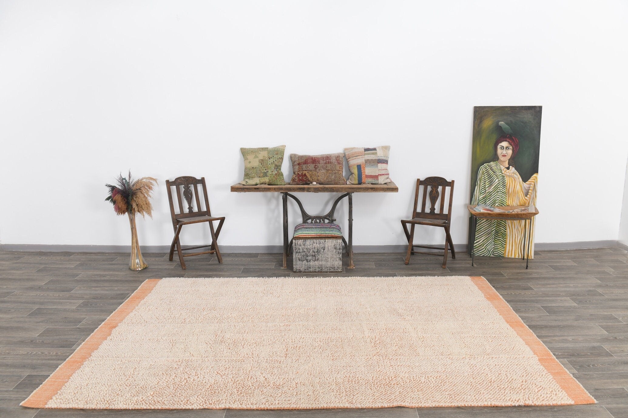 Modern Kilim Pompom 6'7" x 10'1" ft