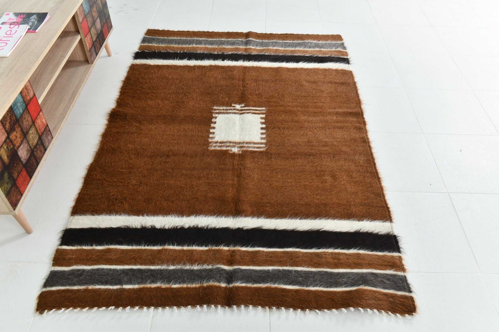 Turkish Angora Kilim Rug 4’6’ x 6’3’