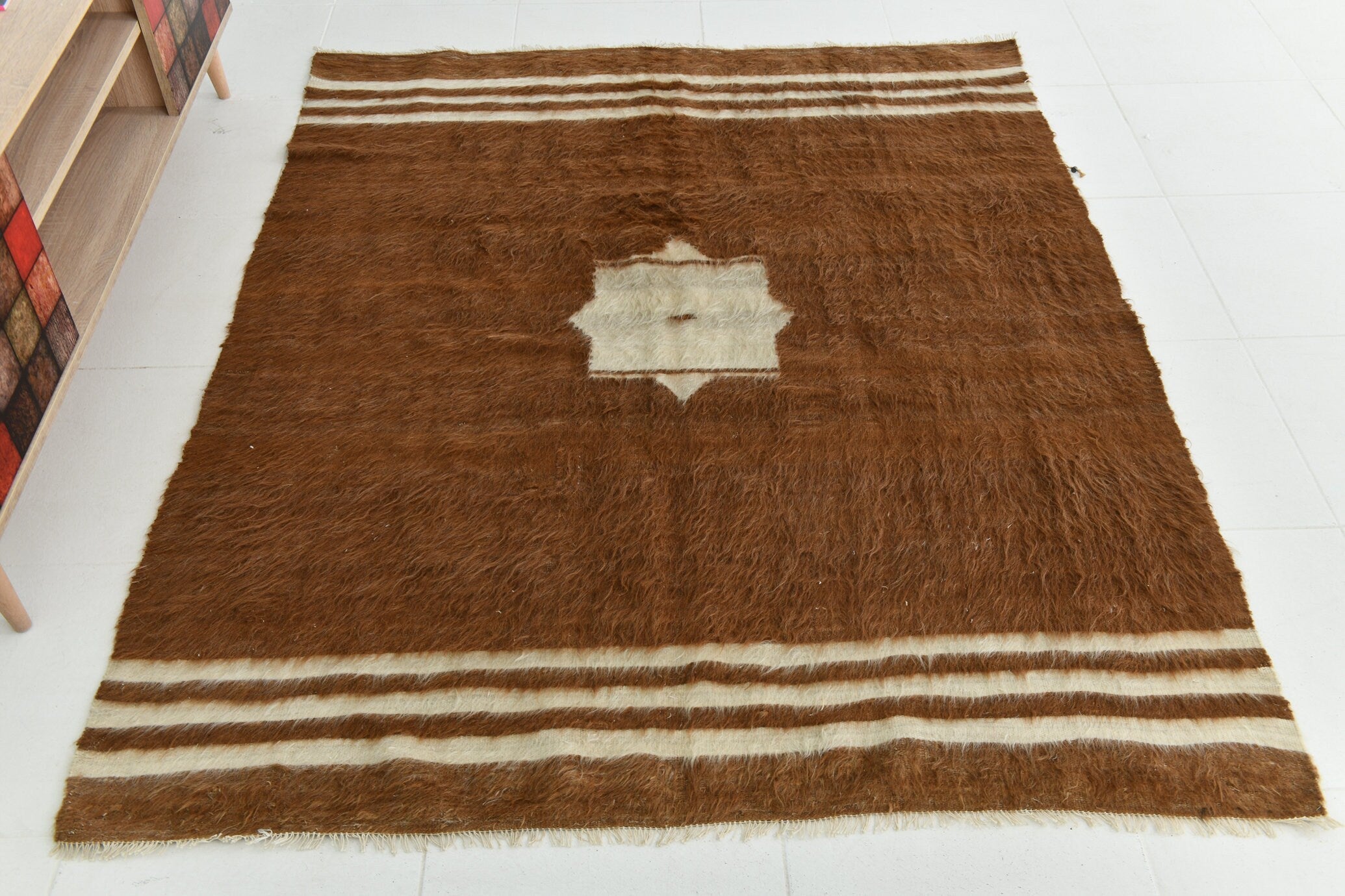 Turkish Angora Kilim Rug 4’9’ x 5’11’