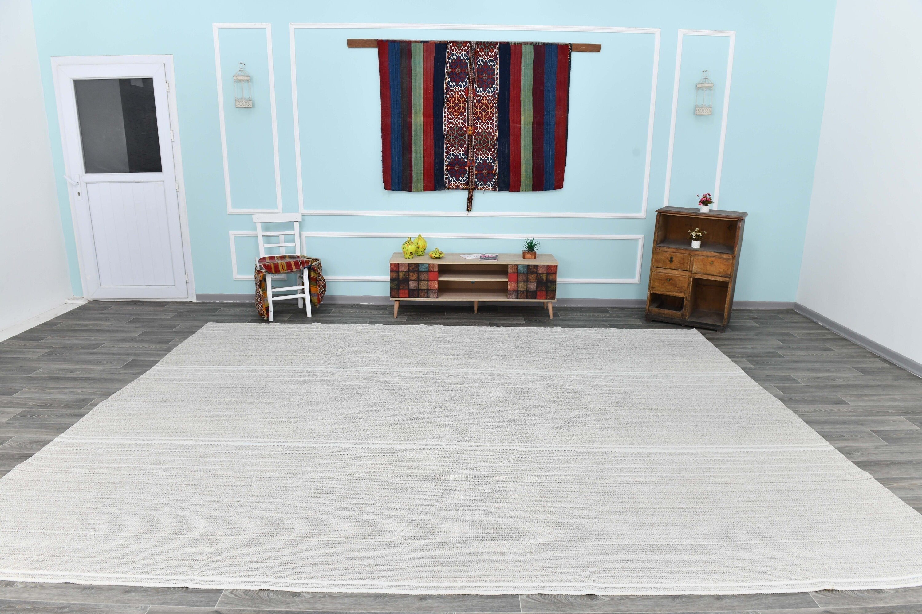 Turkish Flatweave Ethnic Rug 10’4’ x 13’0’