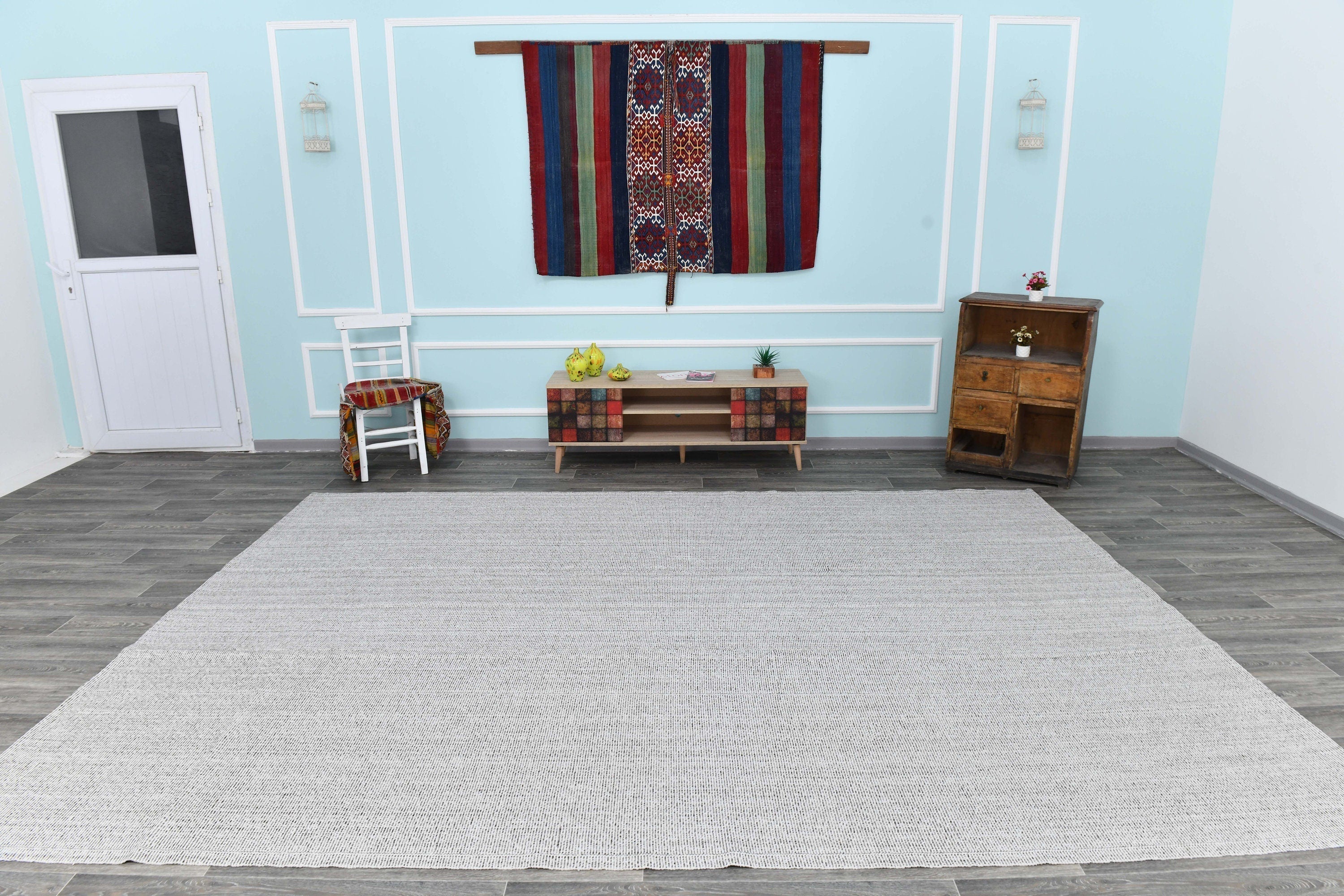 Turkish Flatweave Ethnic Rug 8’11’ x 12’3’