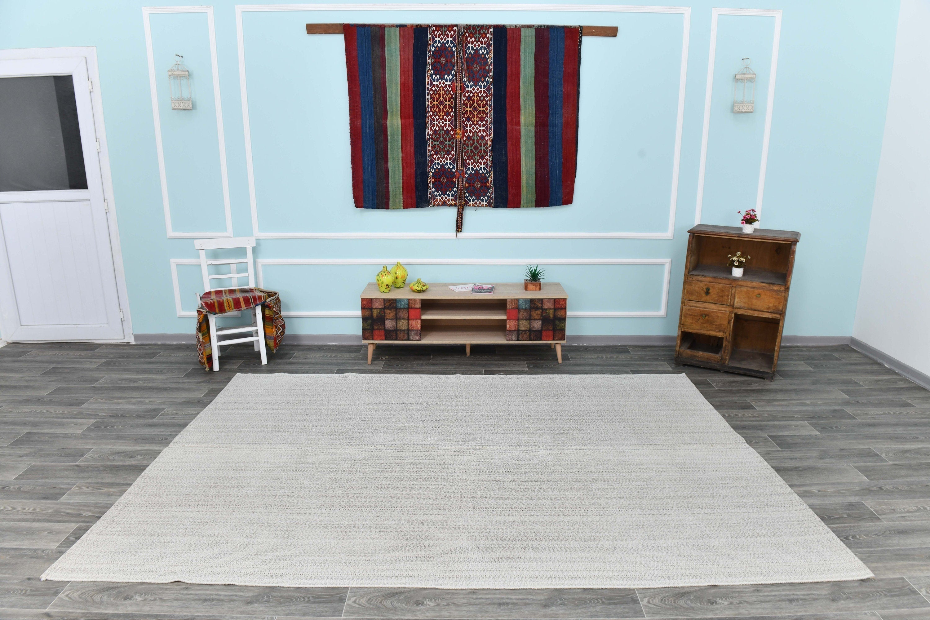 Turkish Flatweave Ethnic Rug 9’9’ x 6’10’