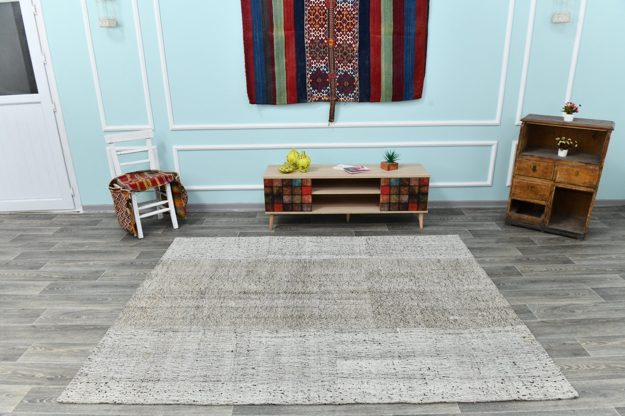 Turkish Flatweave Patchwork Rug 7’10’ x 5’12’