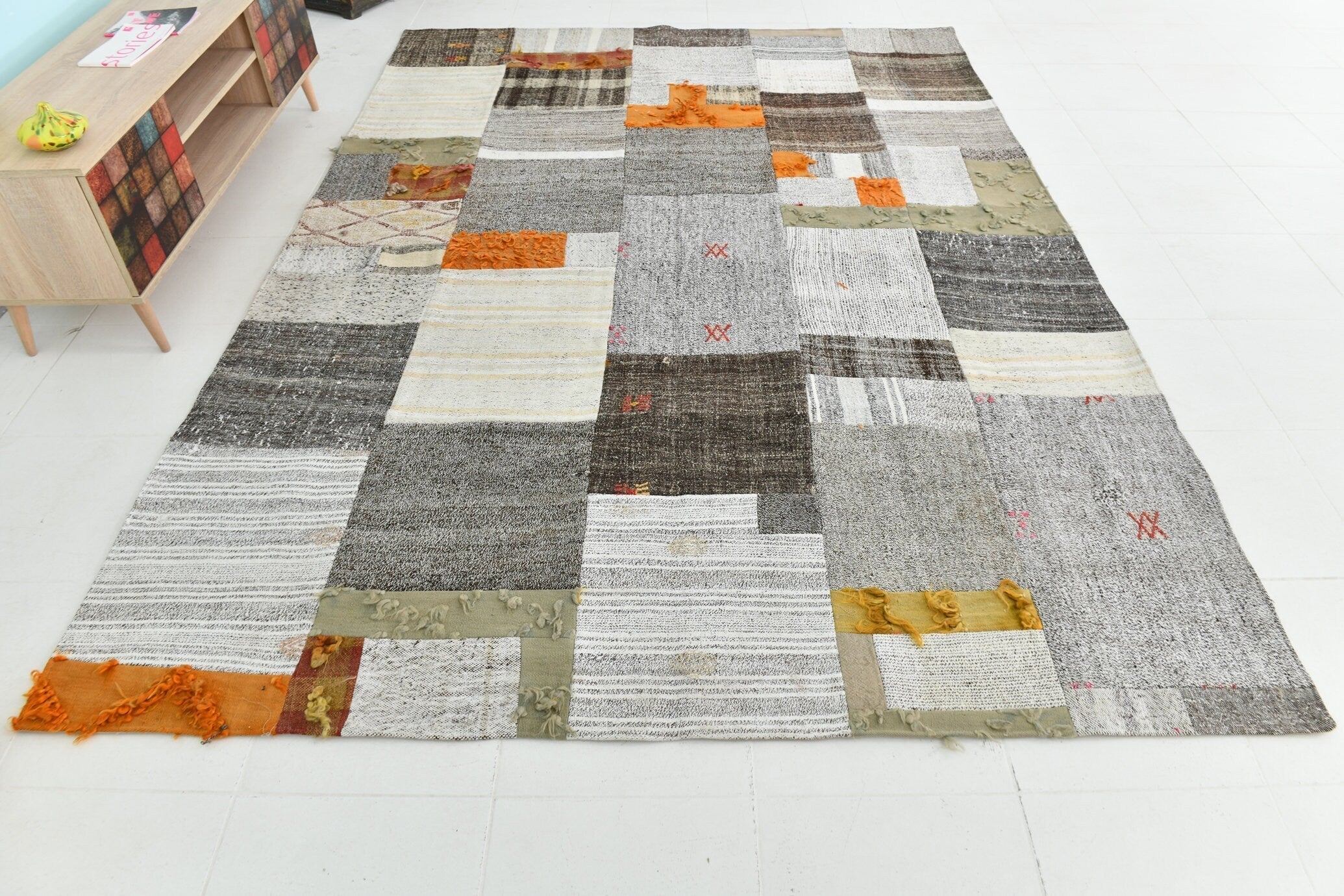 Turkish Flatweave Patchwork Rug 9’11’ x 6’11’