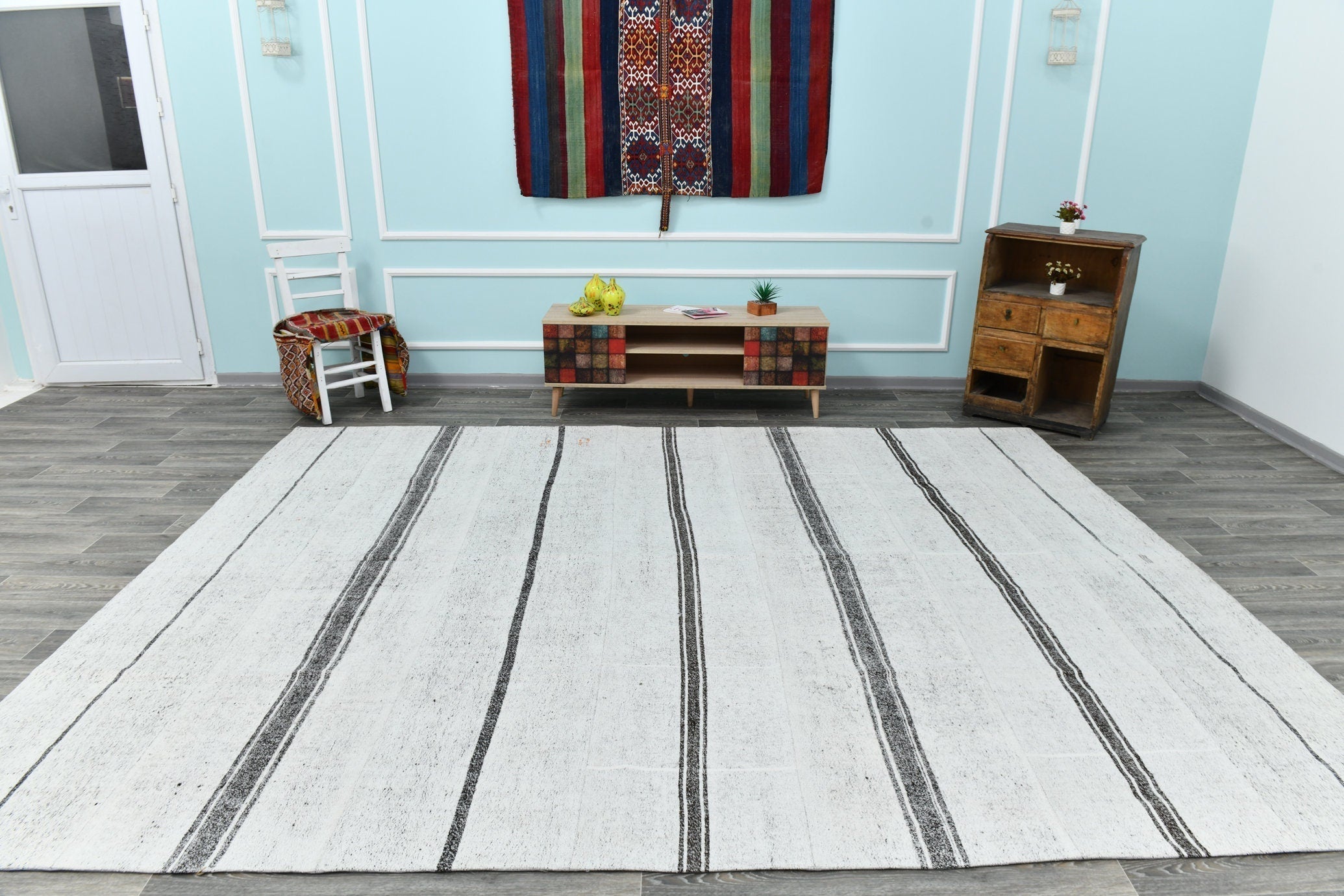 Turkish Flatweave Patchwork Rug 9’2’ x 11’10’