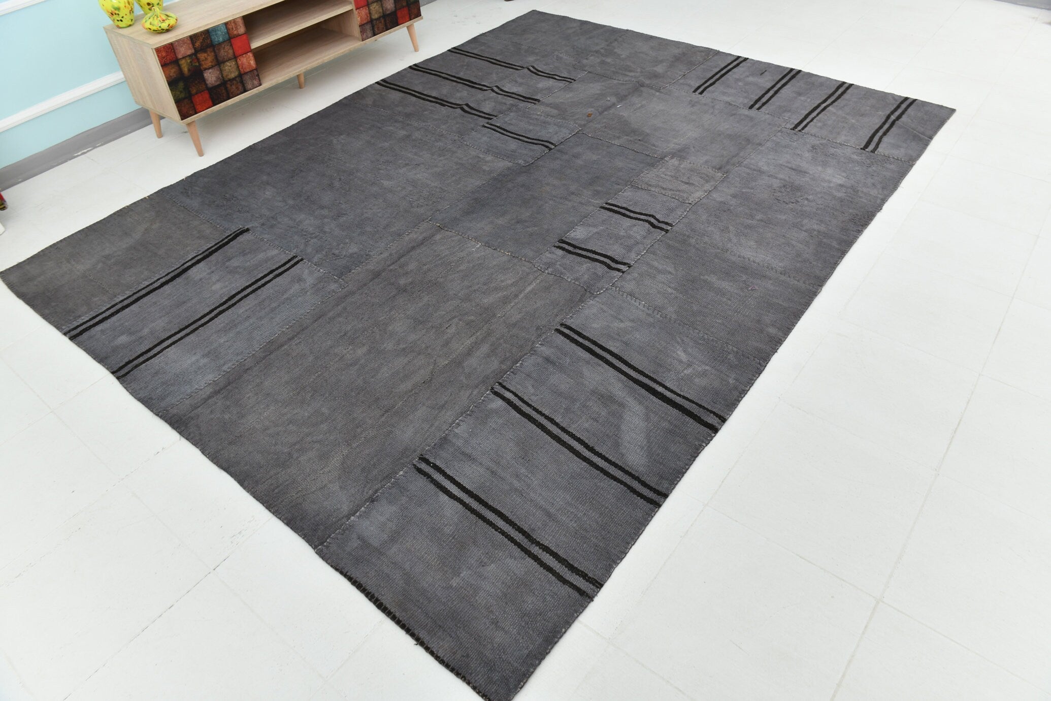 Turkish Hemp Patchwork Rug 10’1’’ x 7’9’’