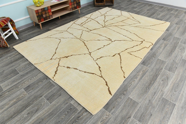 Organic Modern Turkish Handwoven Hemp Rug,Beige – 10'1" x 6'11"