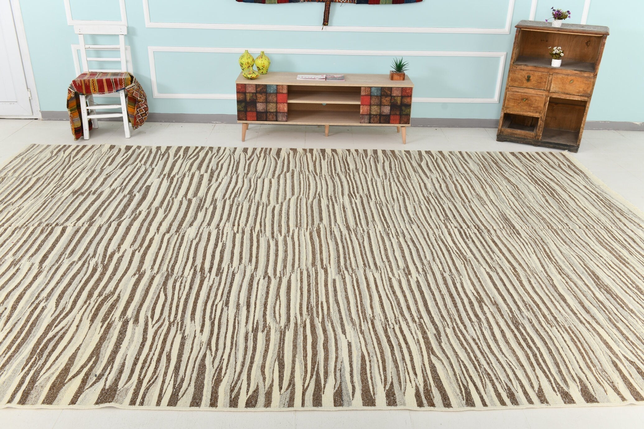 Turkish Kilim Ethnic Rug 13’9’ x 9’4’