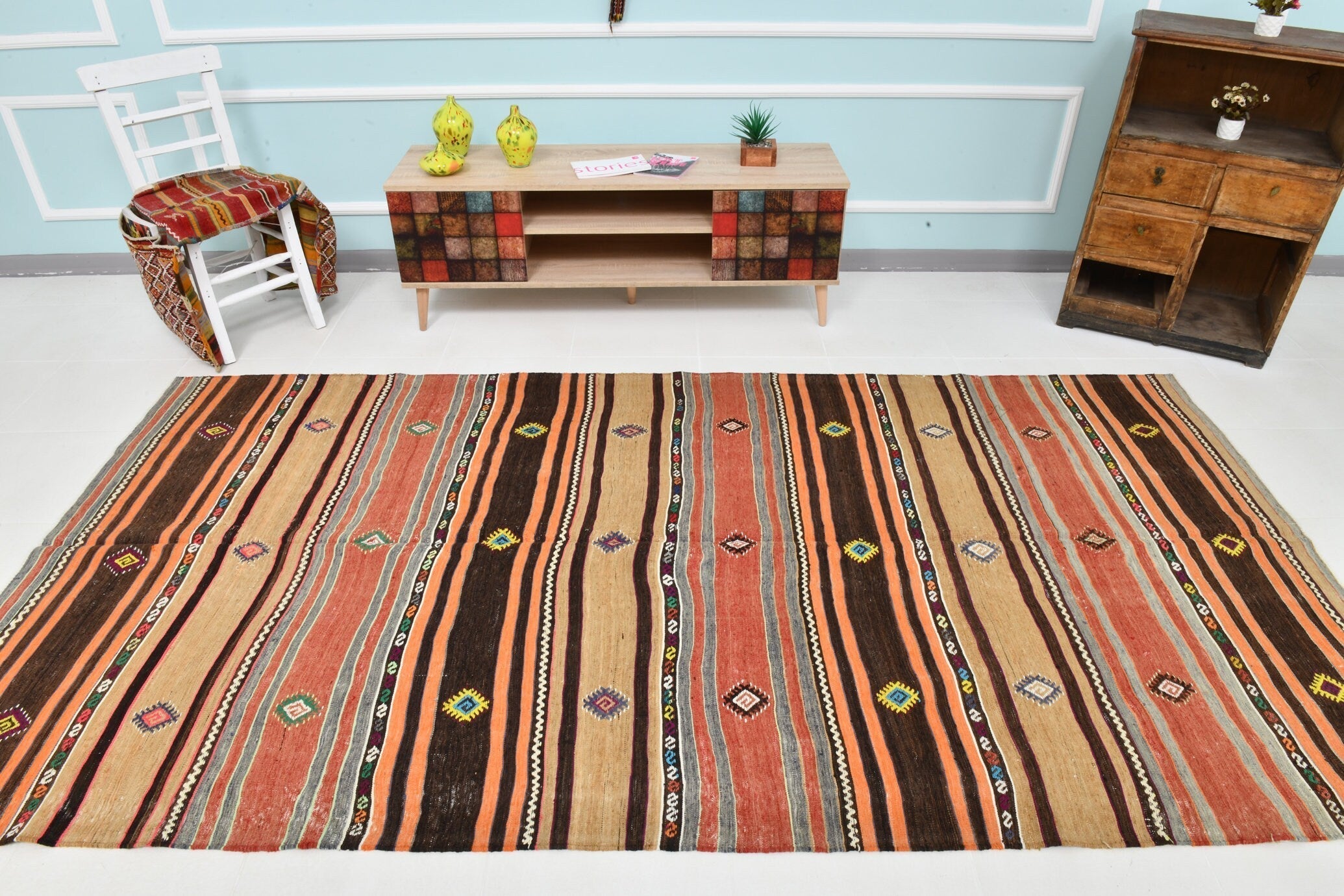 Turkish Kilim Old Rug 10’0’’ x 5’1’’
