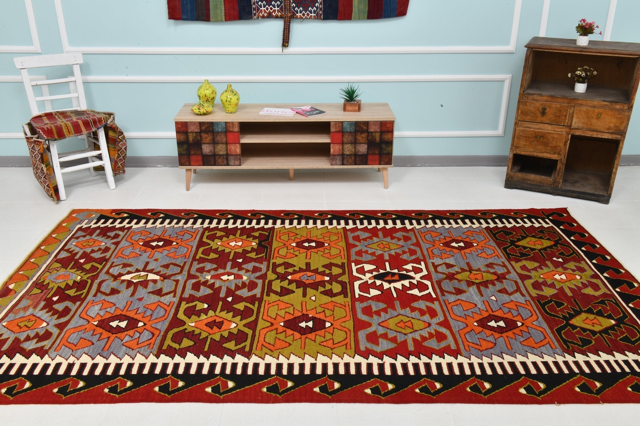 Turkish Kilim Old Rug 10’1’ x 5’8’