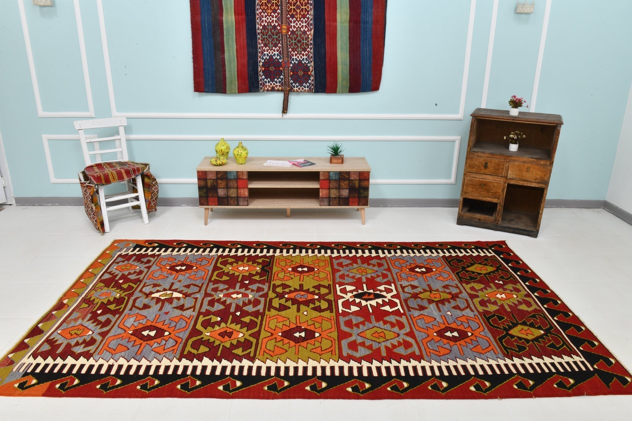 Turkish Kilim Old Rug 10’1’ x 5’8’