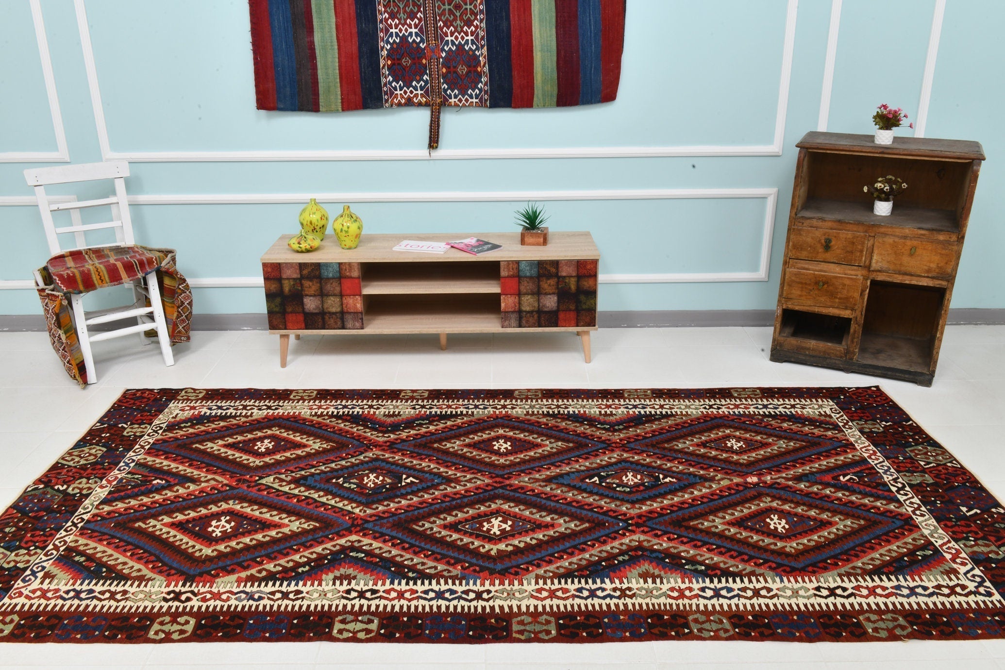Turkish Kilim Old Rug 10’2’ x 4’11’