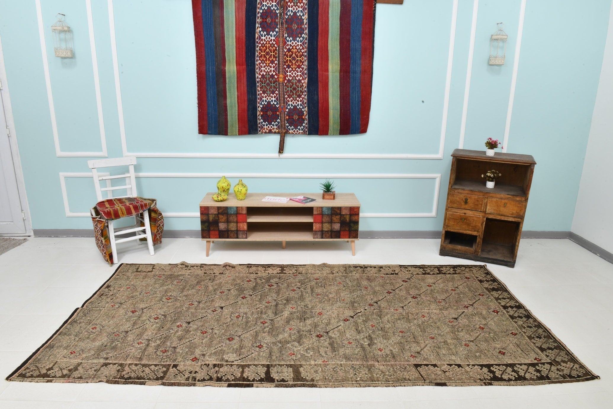 Turkish Kilim Old Rug 10’4’’ x 5’0’’