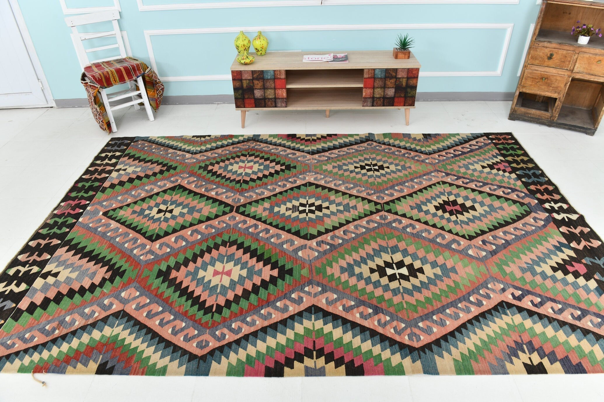 Turkish Kilim Old Rug 10’4’’ x 6’6’’