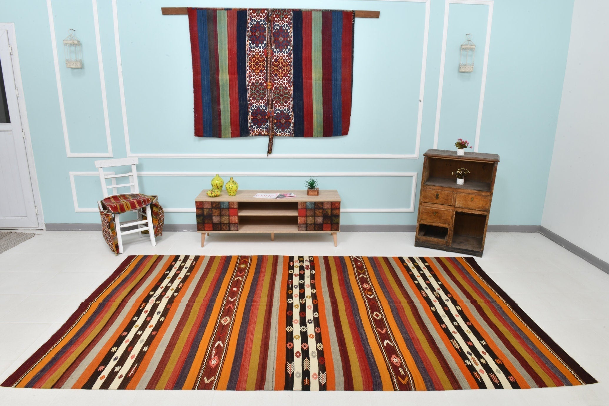 Turkish Kilim Old Rug 10’6’’ x 5’10’’