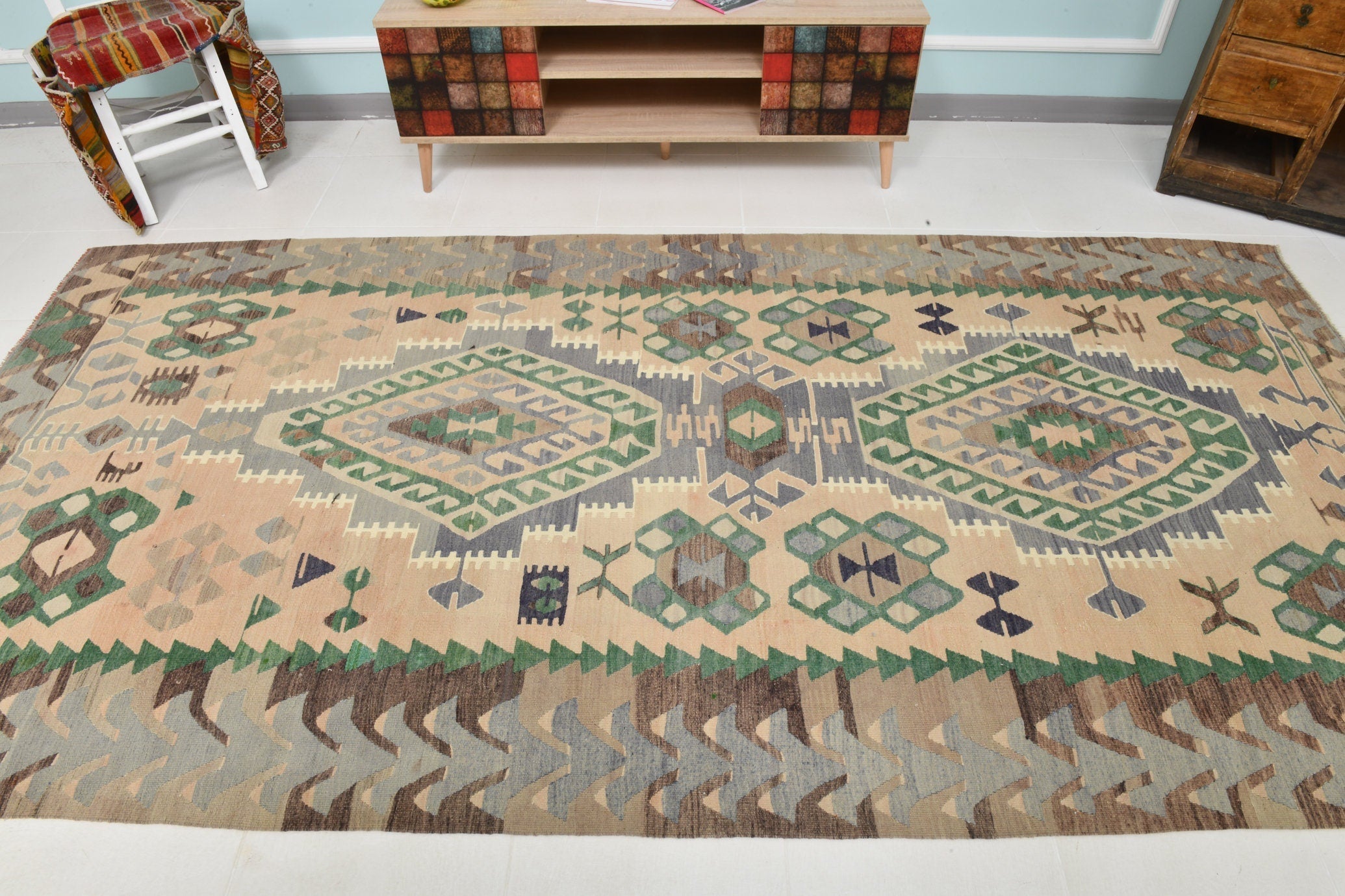 Turkish Kilim Old Rug 10’6’’ x 5’3’’