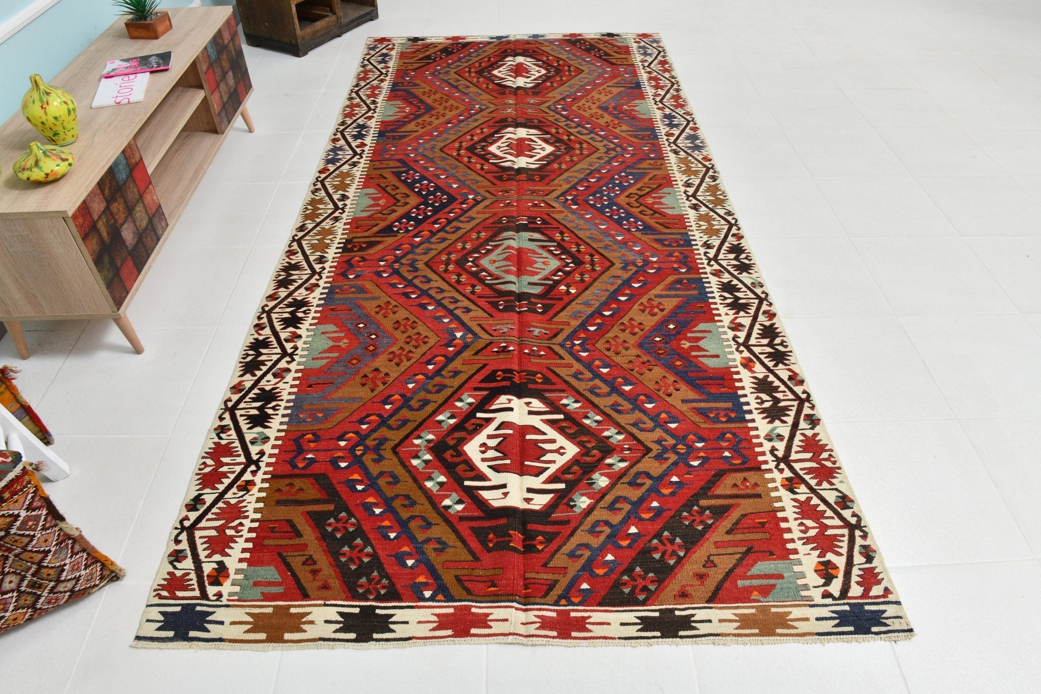Turkish Kilim Old Rug 10’7’ x 5’1’