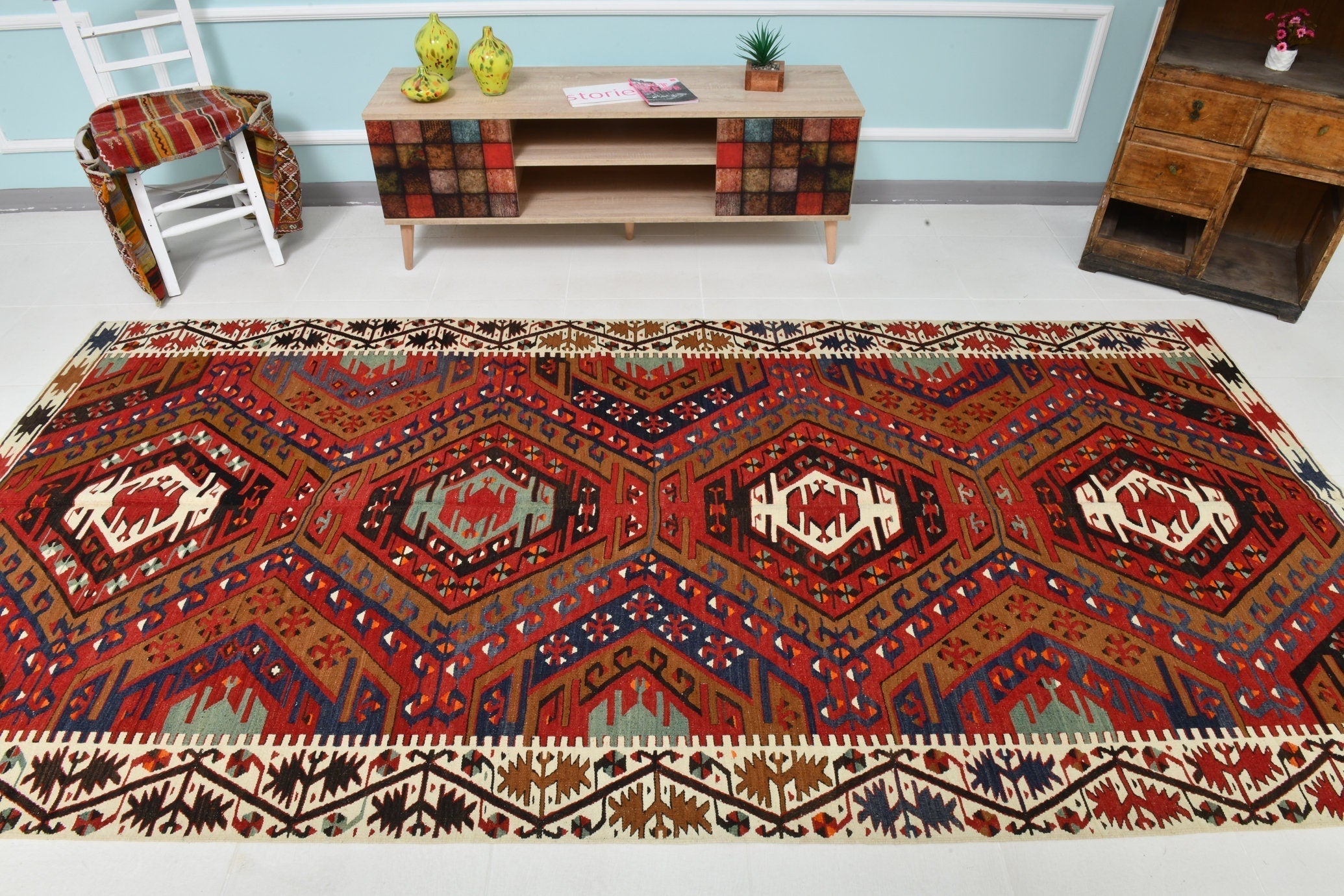 Turkish Kilim Old Rug 10’7’ x 5’1’